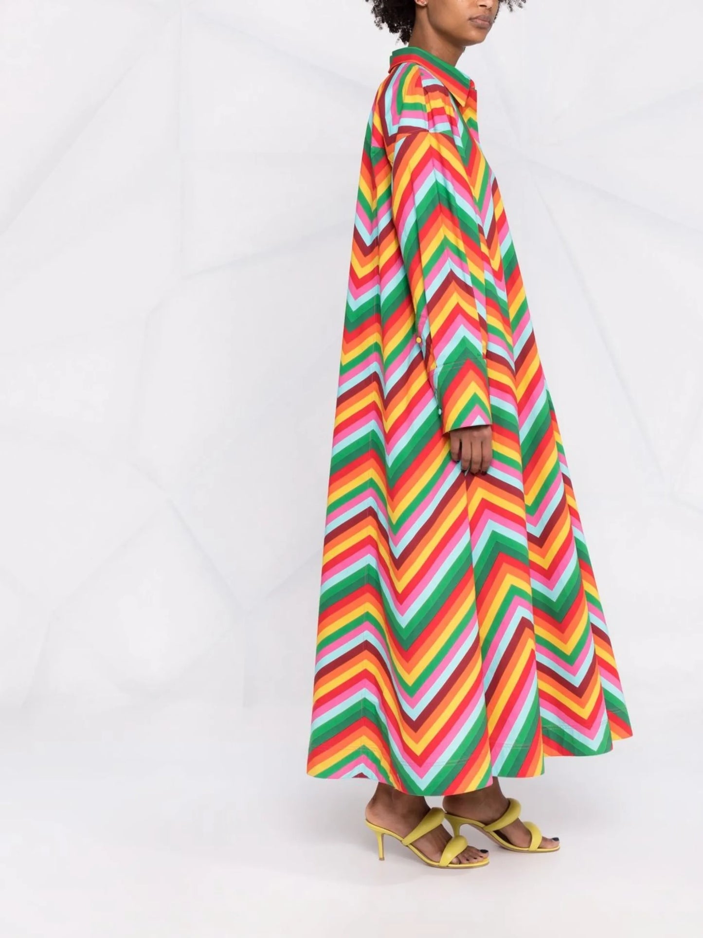 chevron print shirt maxi dress
