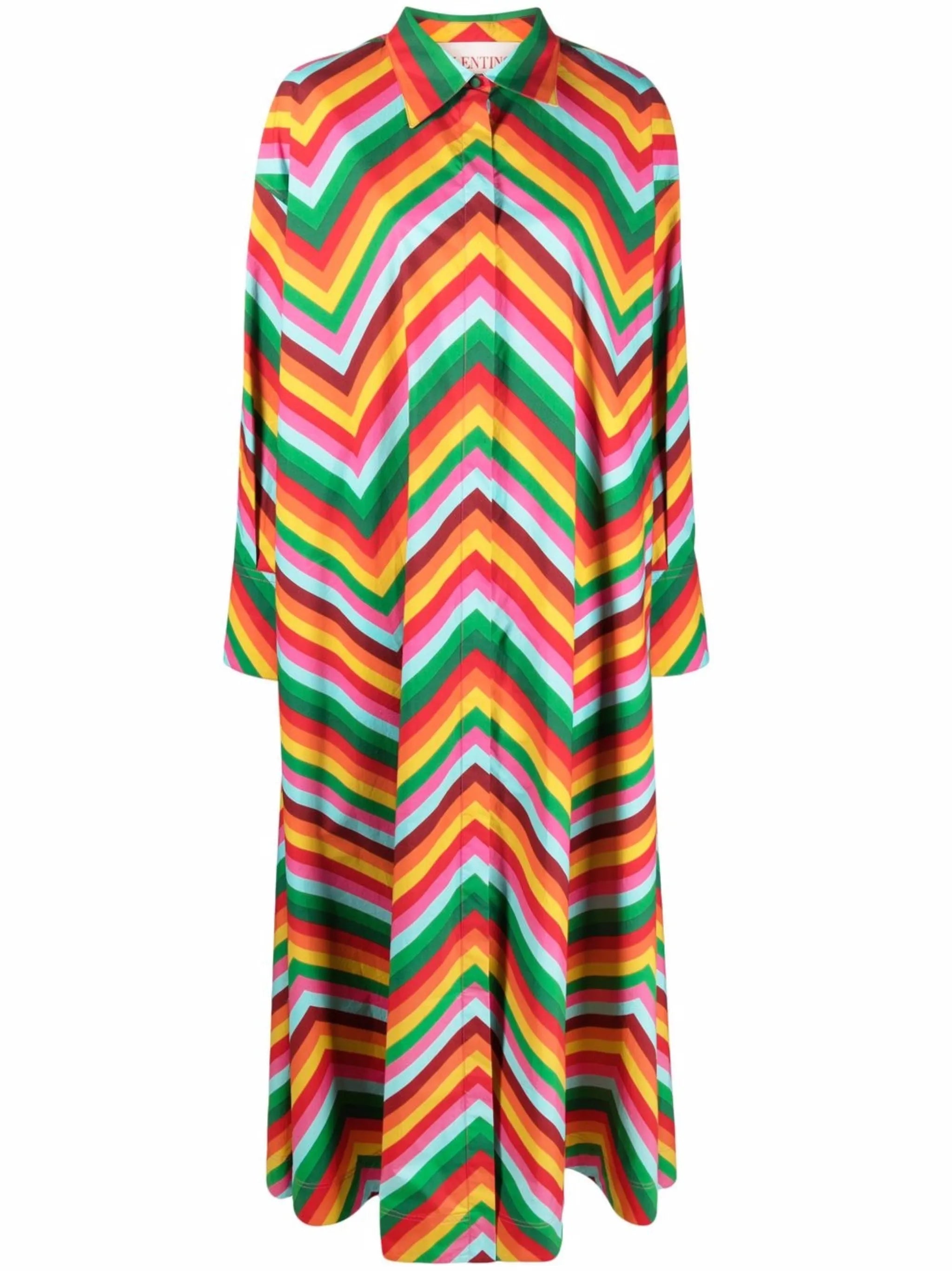 chevron print shirt maxi dress