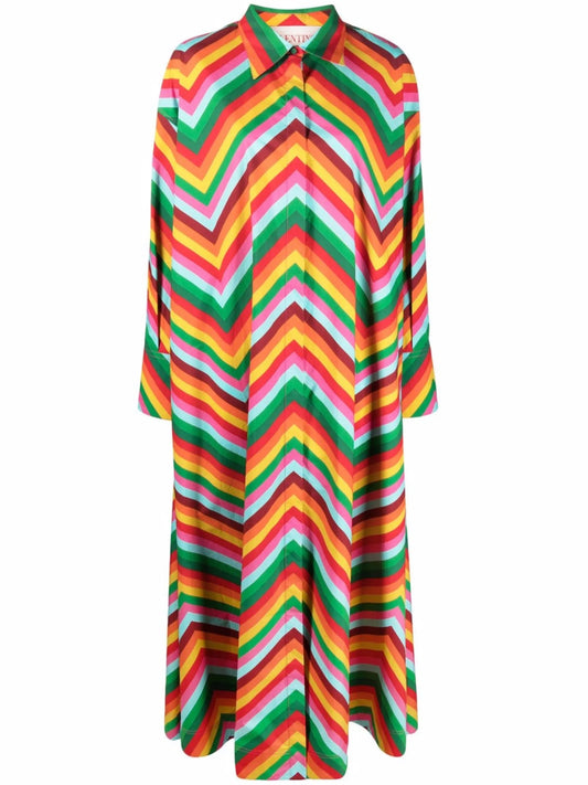 chevron print shirt maxi dress
