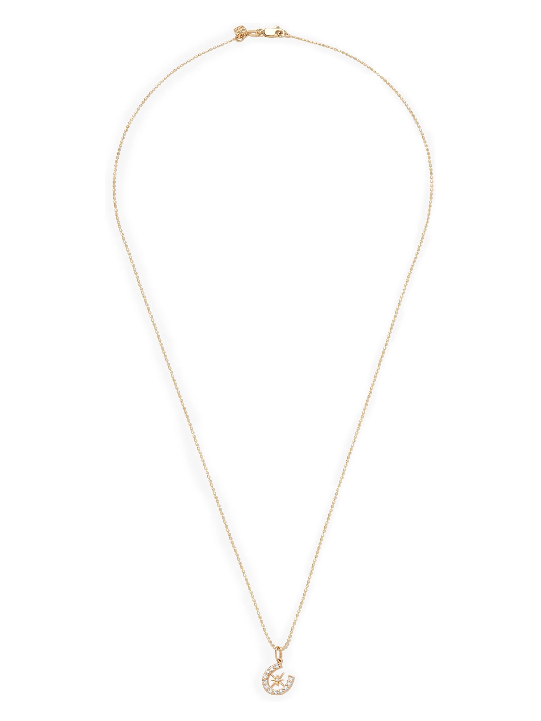 14kt yellow gold Starburst Horseshoe diamond charm necklace