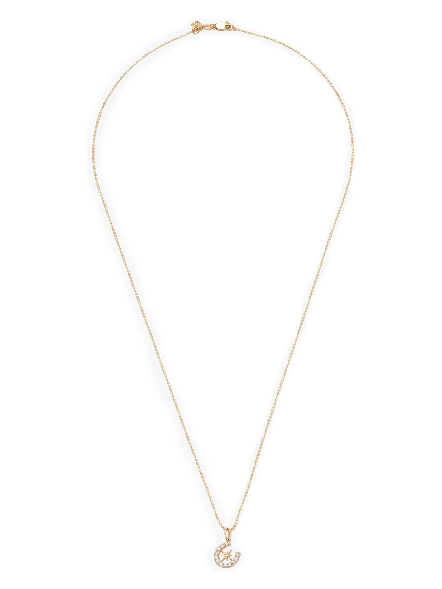14kt yellow gold Starburst Horseshoe diamond charm necklace