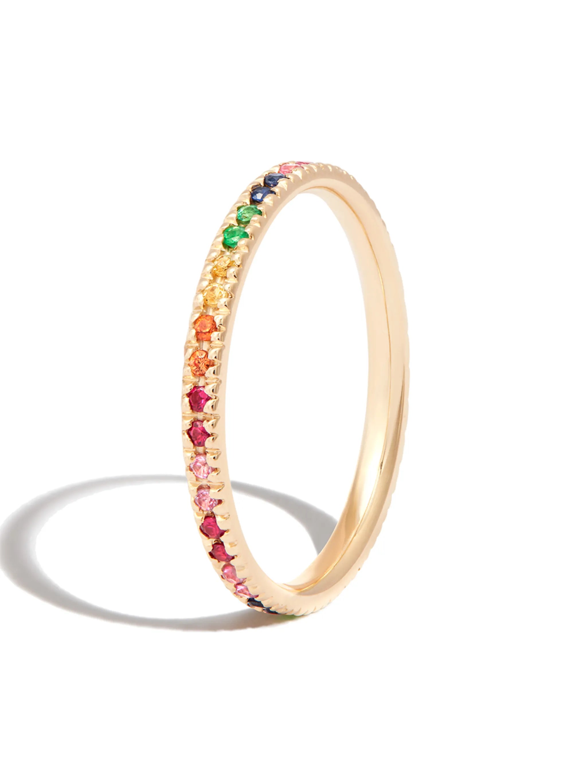 14kt yellow gold Rainbow multi-stone ring