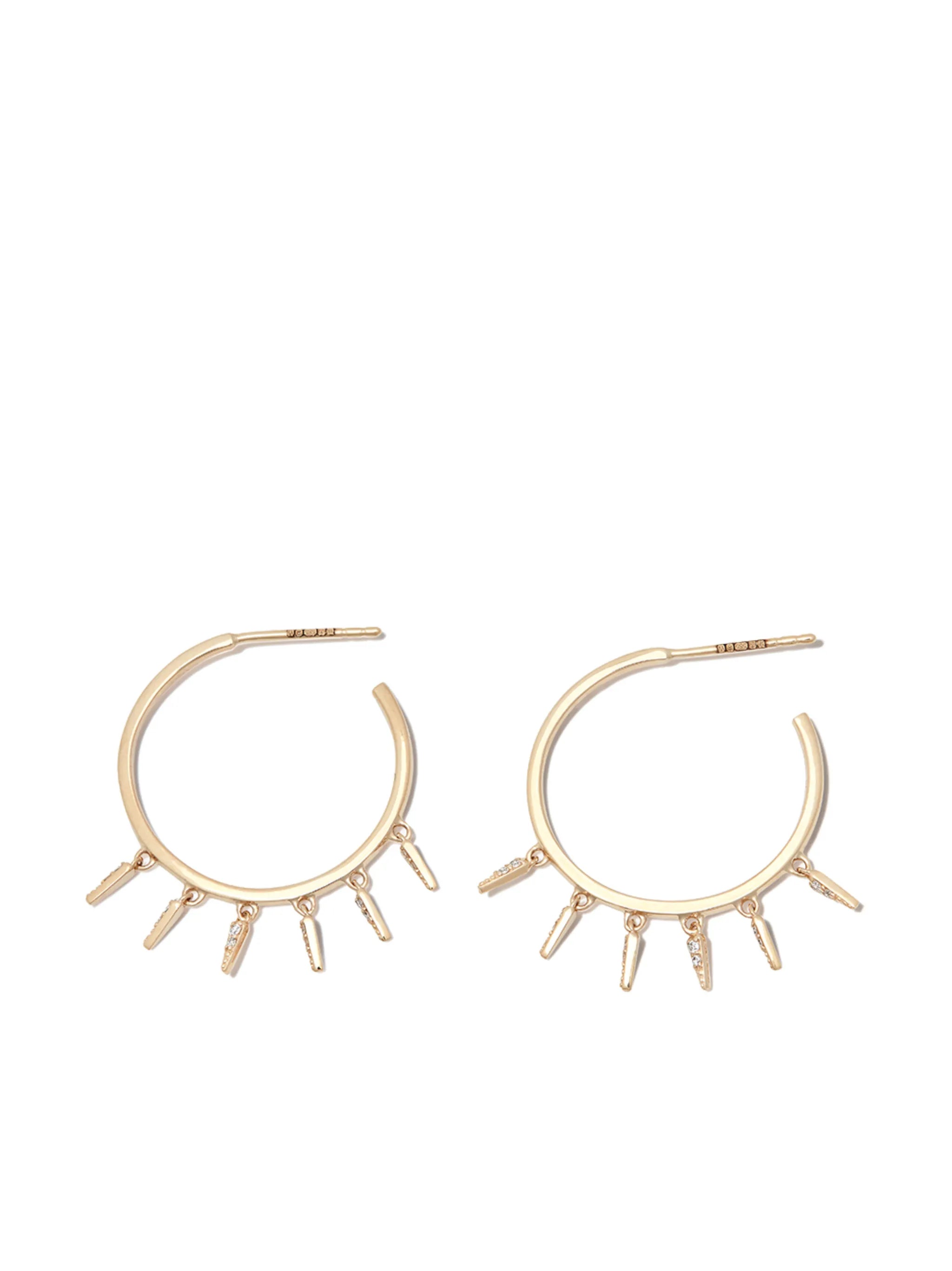 14kt yellow gold Fringe diamond hoop earrings