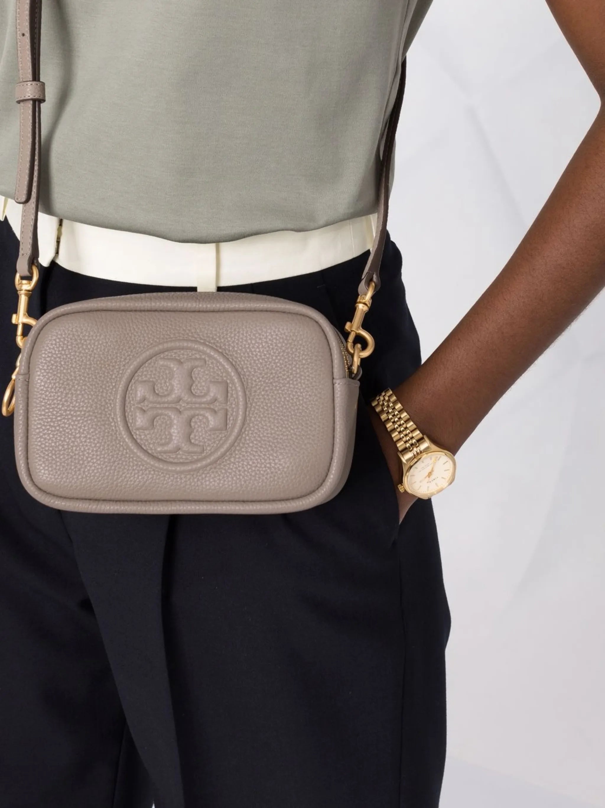 Perry Bombé leather crossbody bag