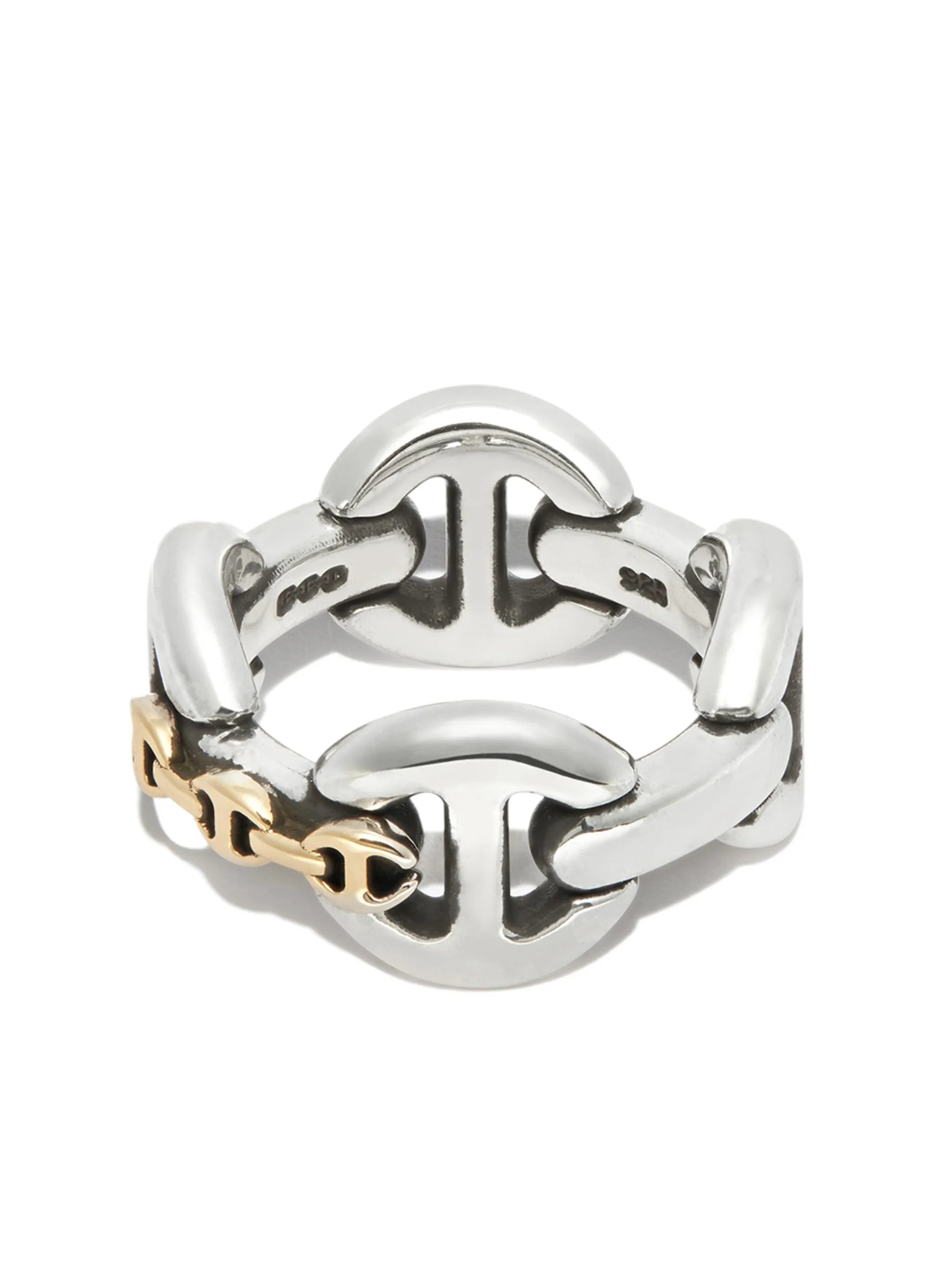 18kt yellow and white gold chain-link ring