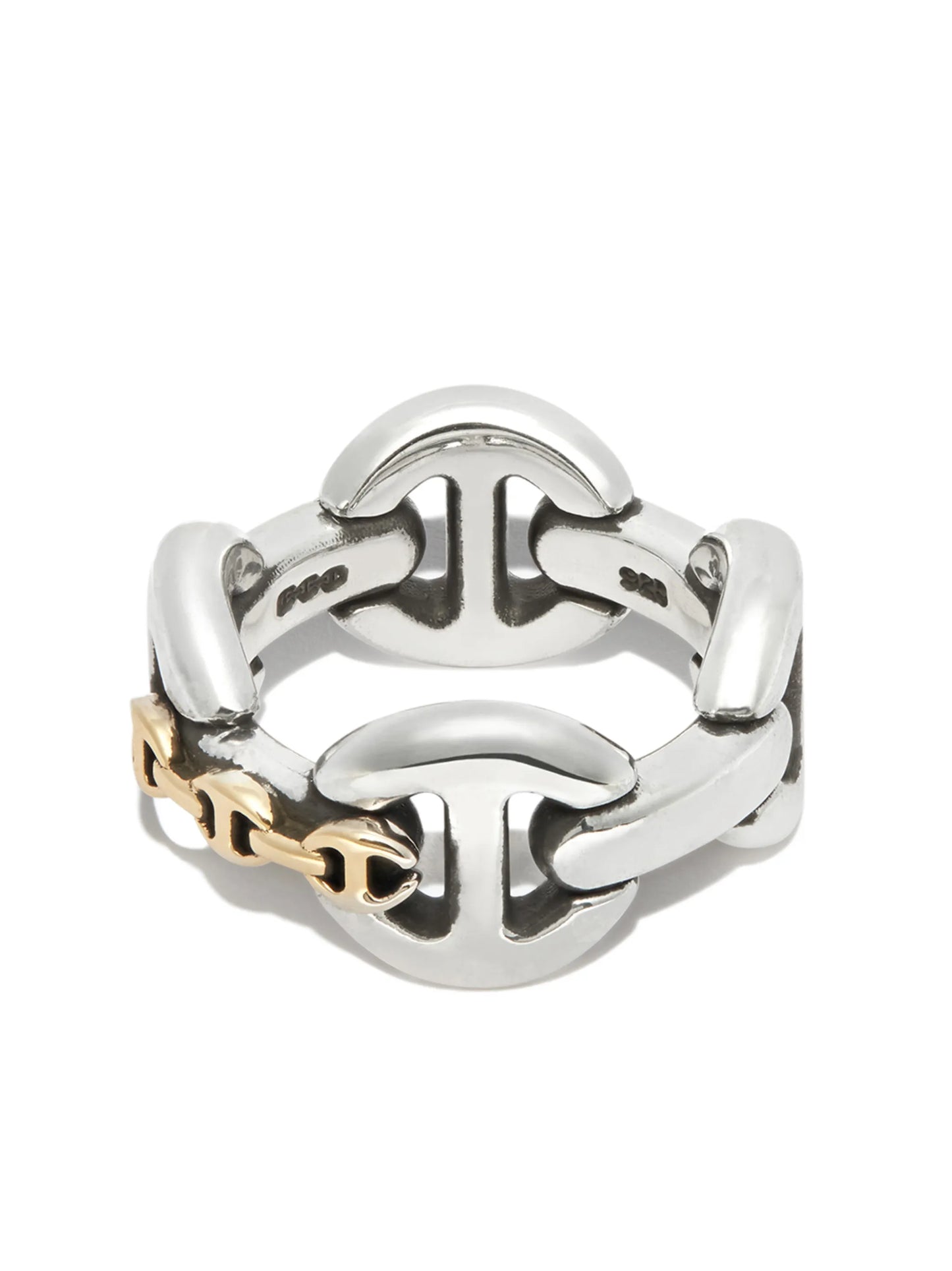 18kt yellow and white gold chain-link ring
