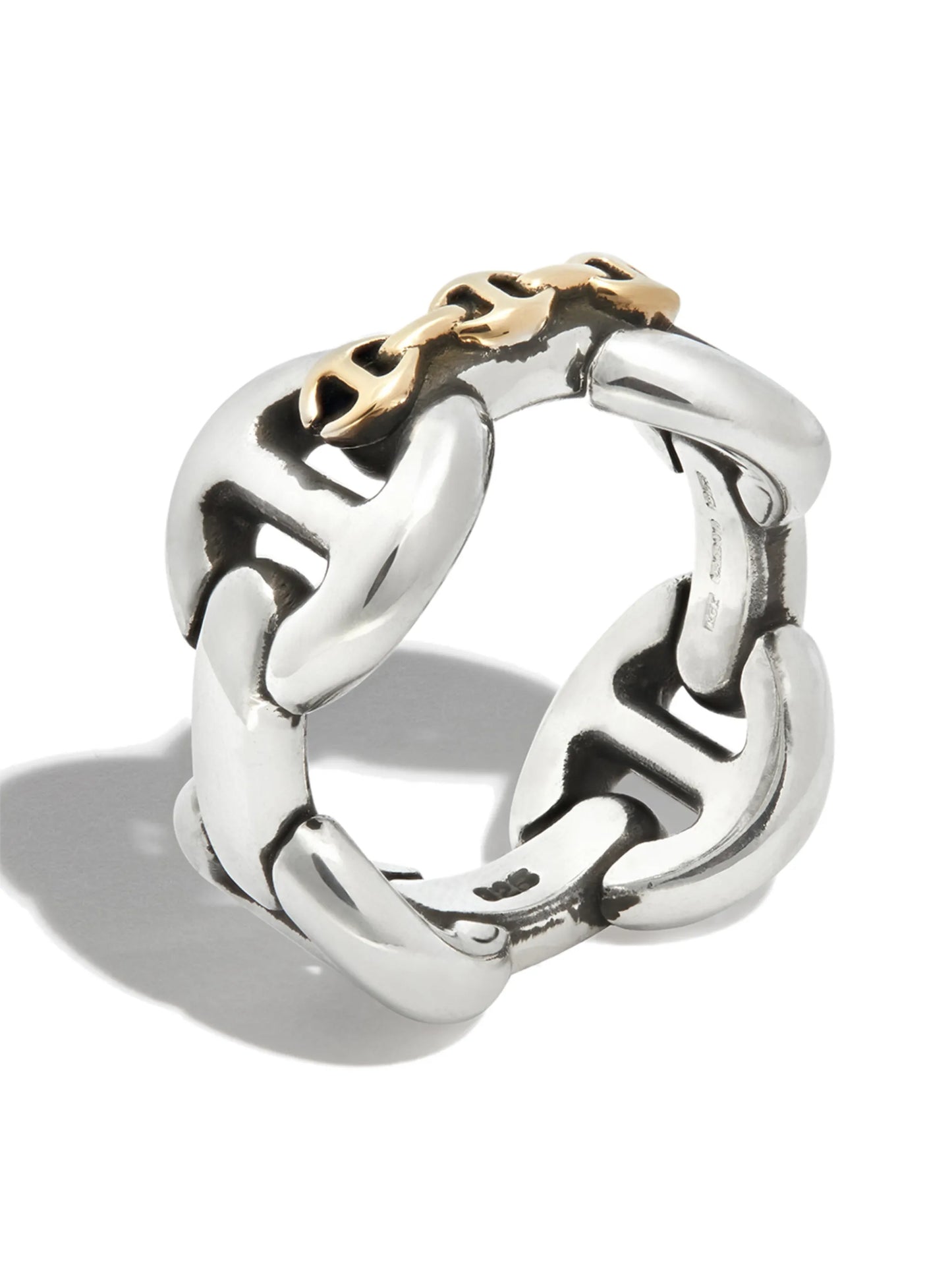 18kt yellow and white gold chain-link ring