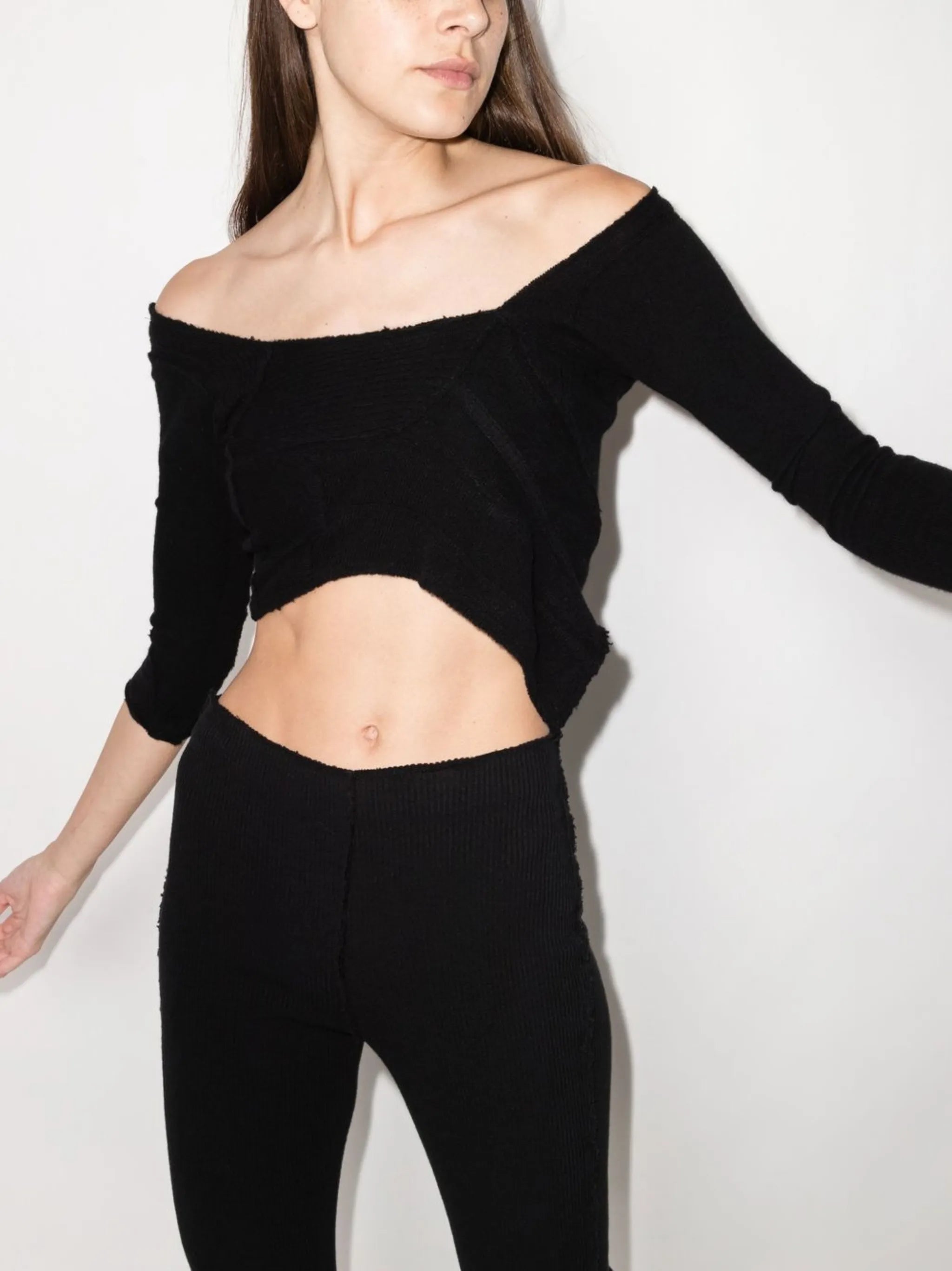 off-shoulder asymmetric crop top
