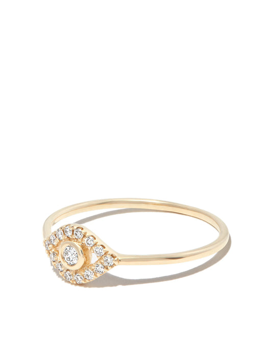 14kt yellow gold Evil Eye diamond ring