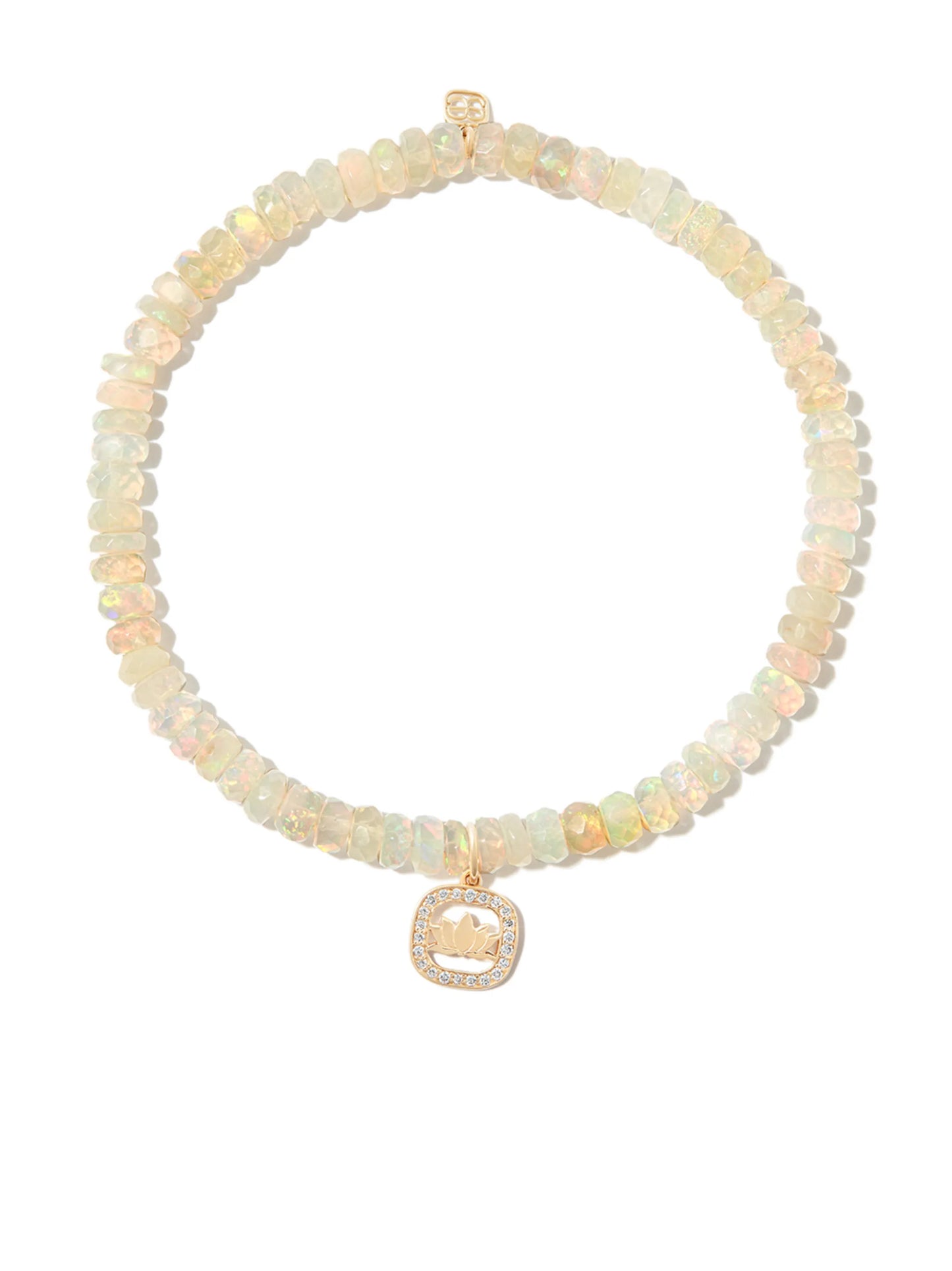 14kt yellow gold Lotus opal and diamond charm bracelet