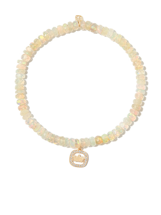 14kt yellow gold Lotus opal and diamond charm bracelet