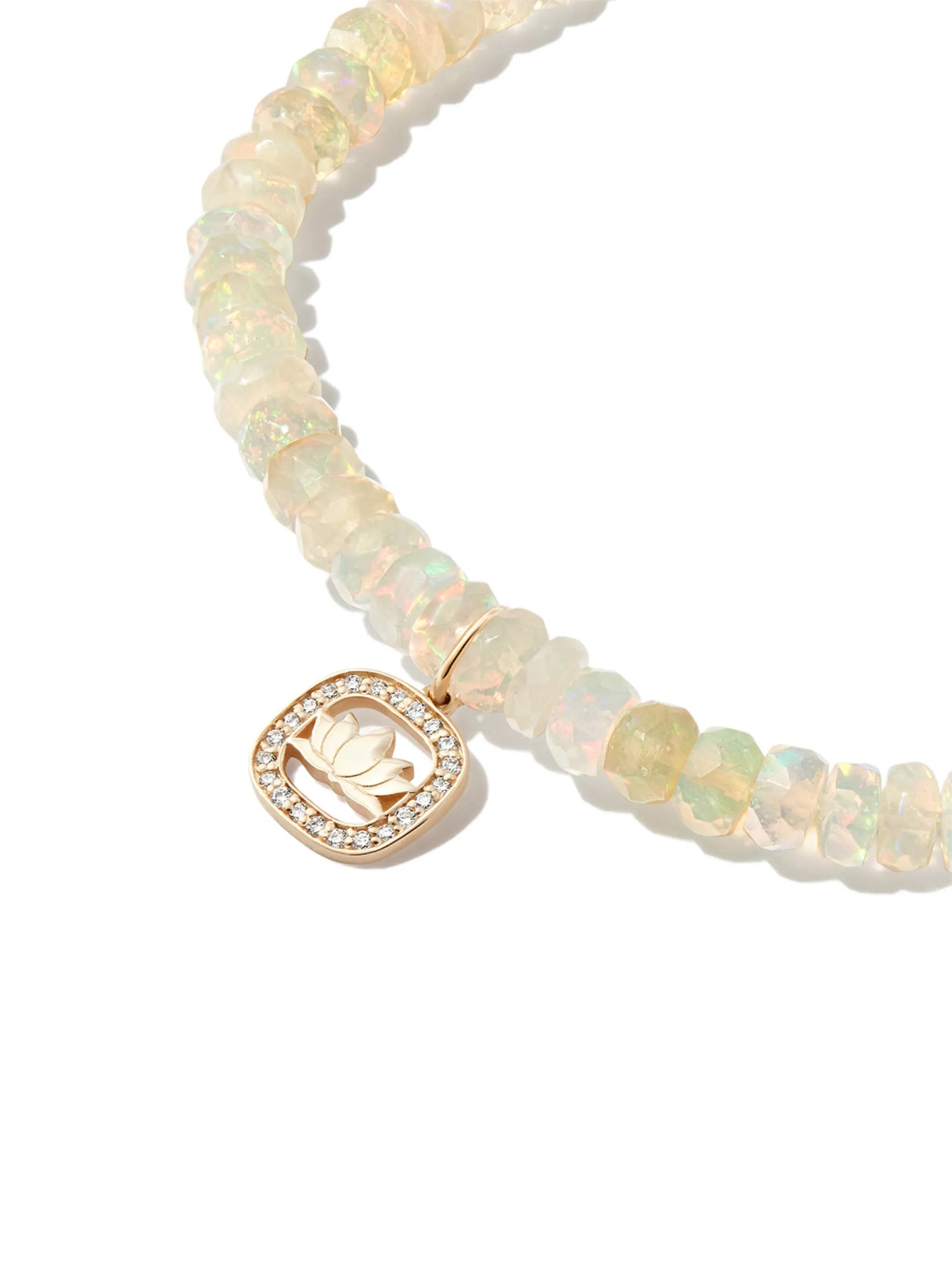 14kt yellow gold Lotus opal and diamond charm bracelet
