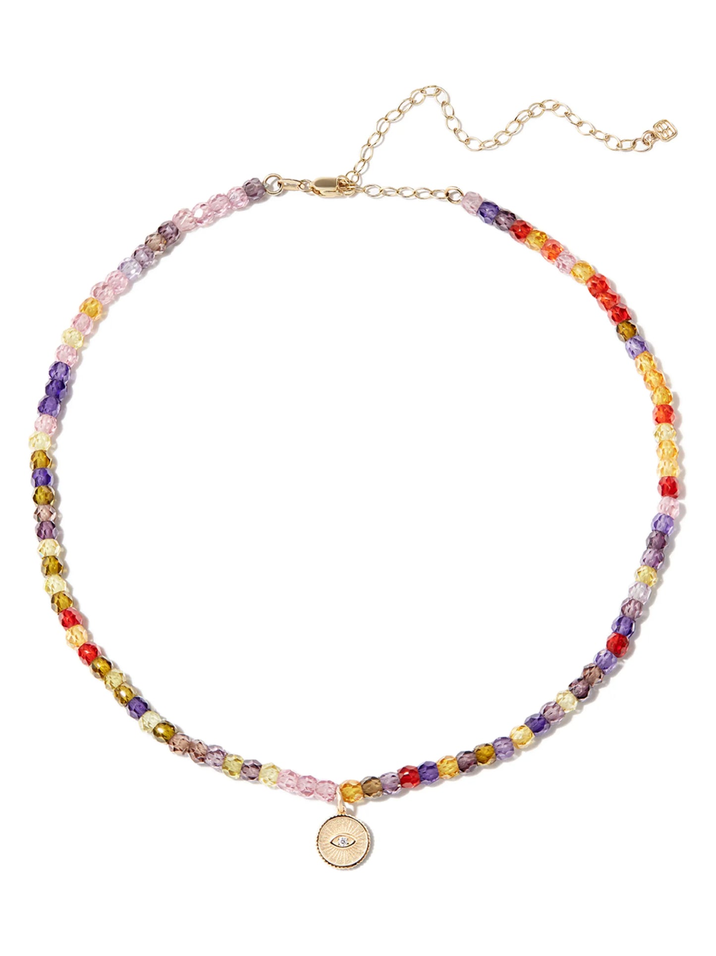 14kt yellow gold Evil Eye beaded necklace