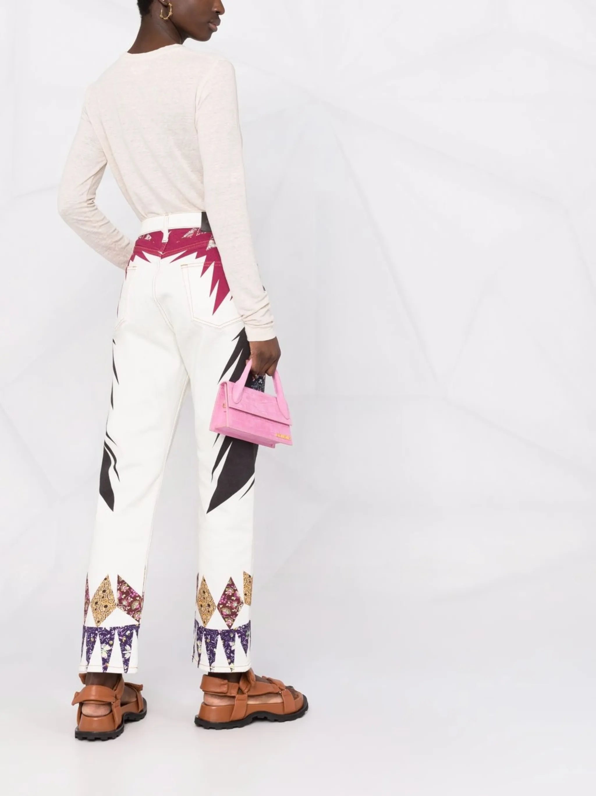 geometric print straight-leg jeans