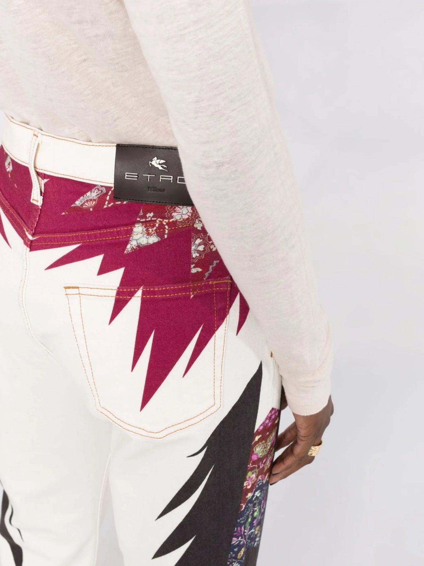 geometric print straight-leg jeans