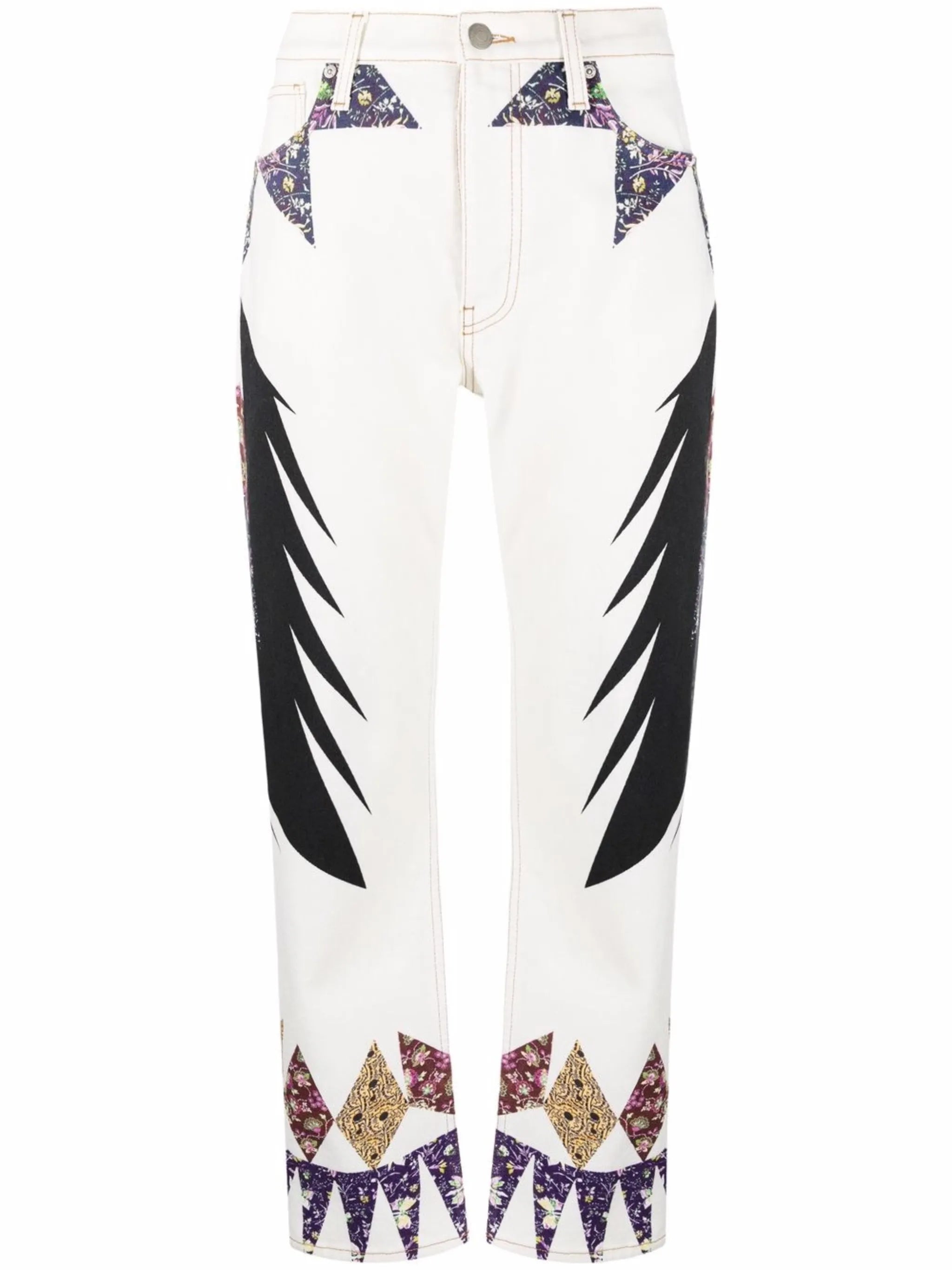 geometric print straight-leg jeans