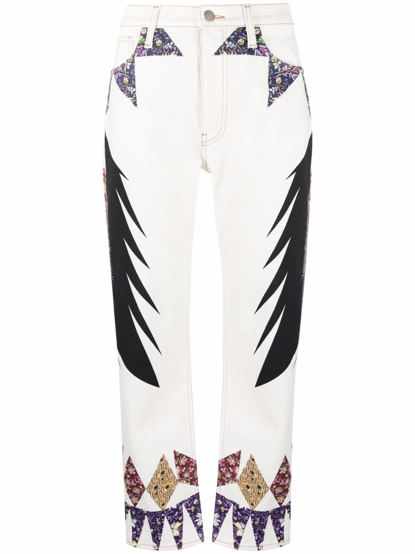 geometric print straight-leg jeans