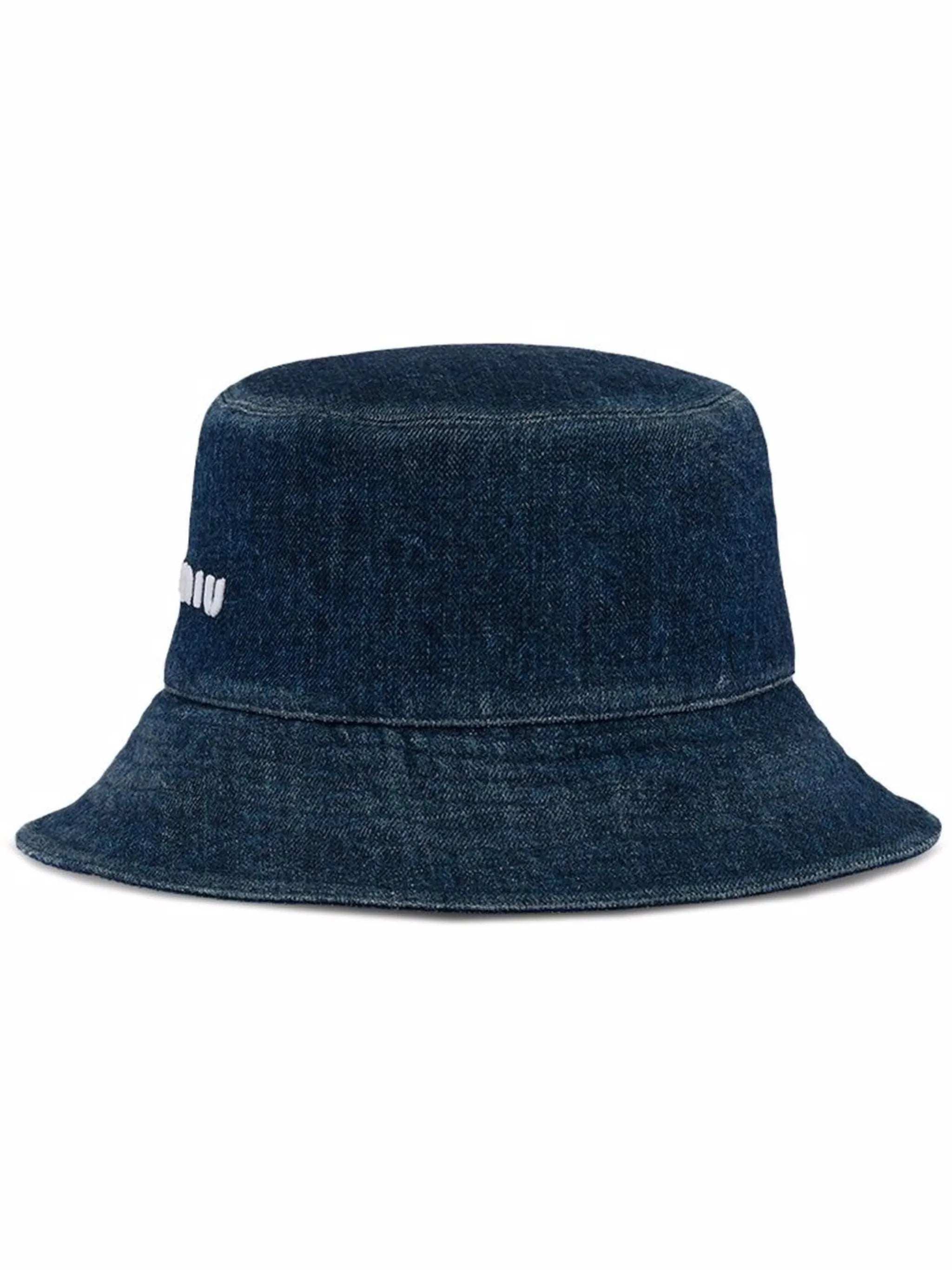 denim logo bucket hat