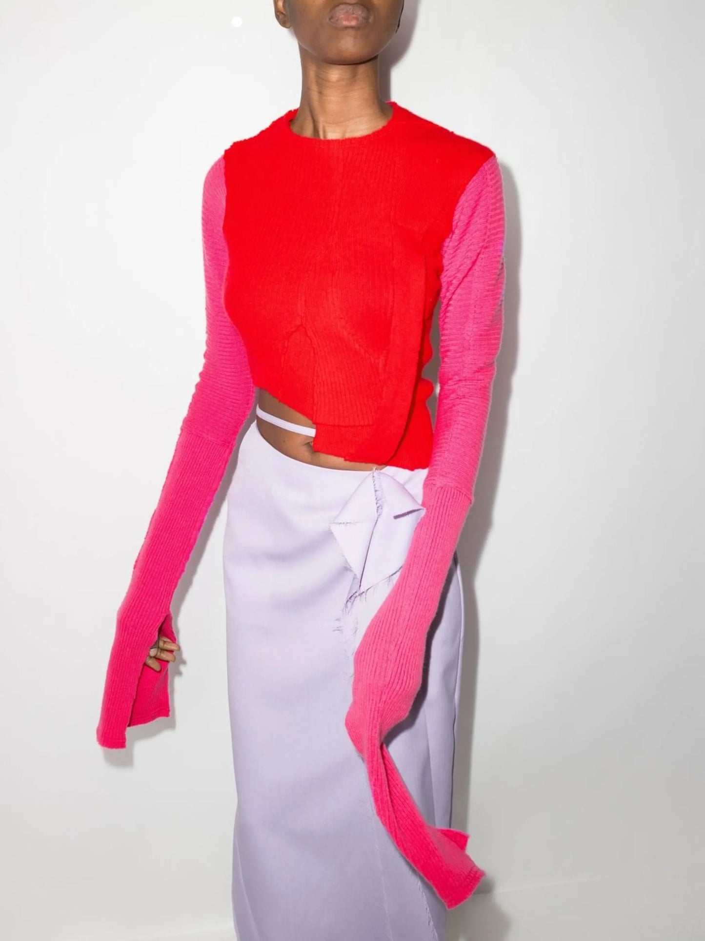 asymmetric ribbed-knit jumper