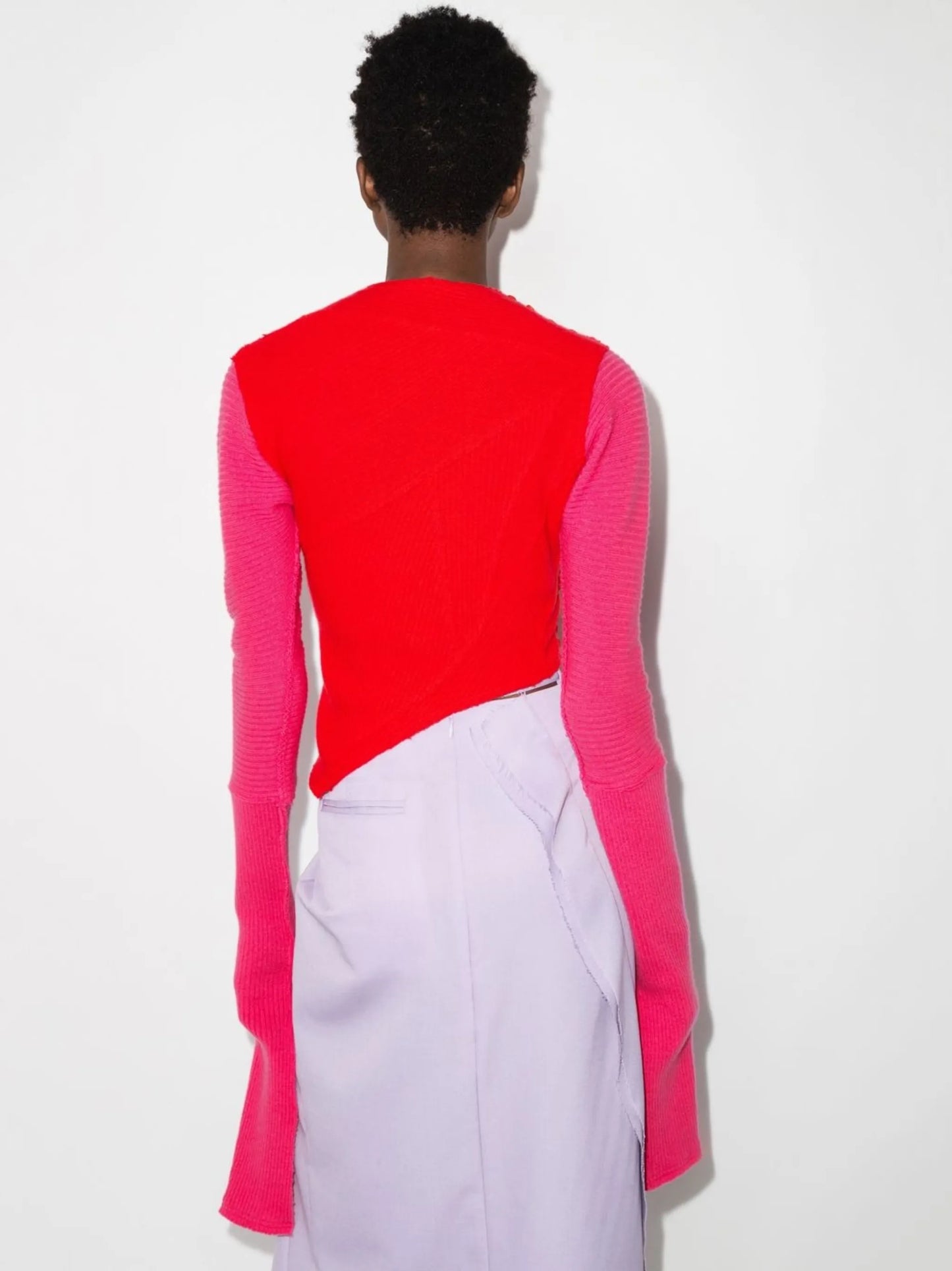 asymmetric ribbed-knit jumper