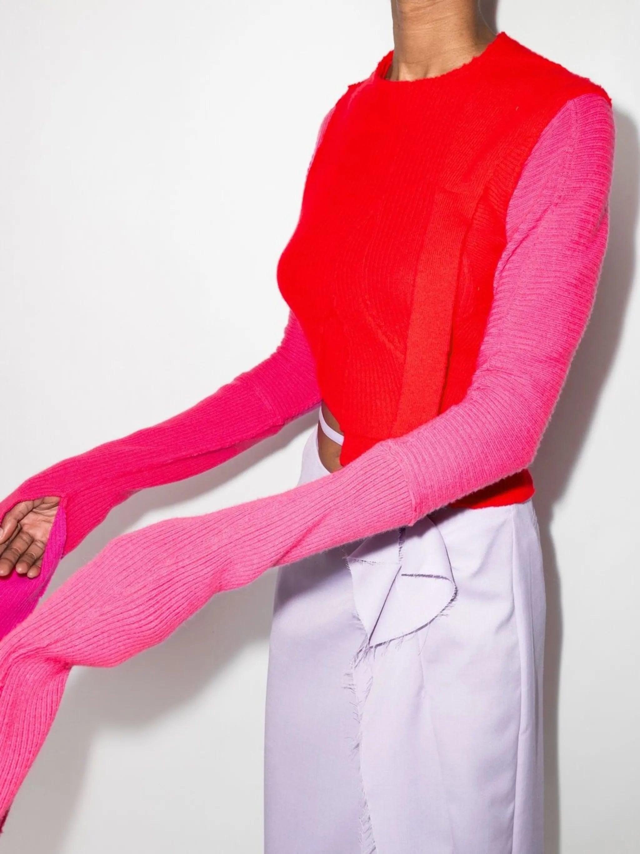asymmetric ribbed-knit jumper
