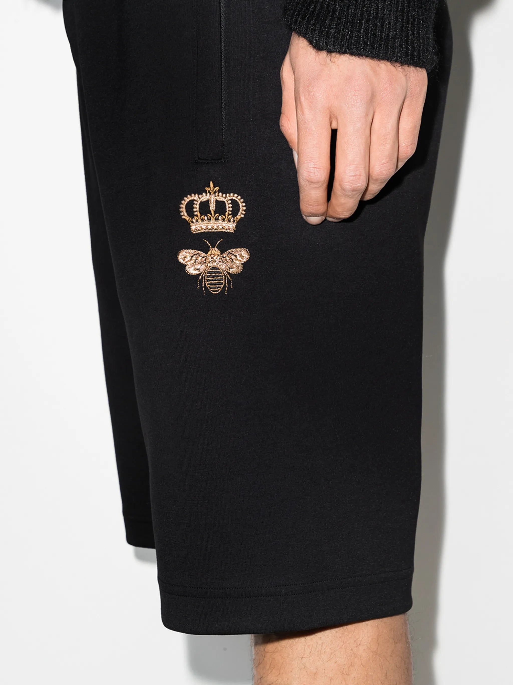 embroidered-bee drawstring shorts