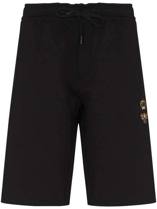 embroidered-bee drawstring shorts