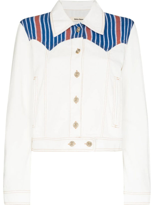 Cotonou striped cropped denim jacket