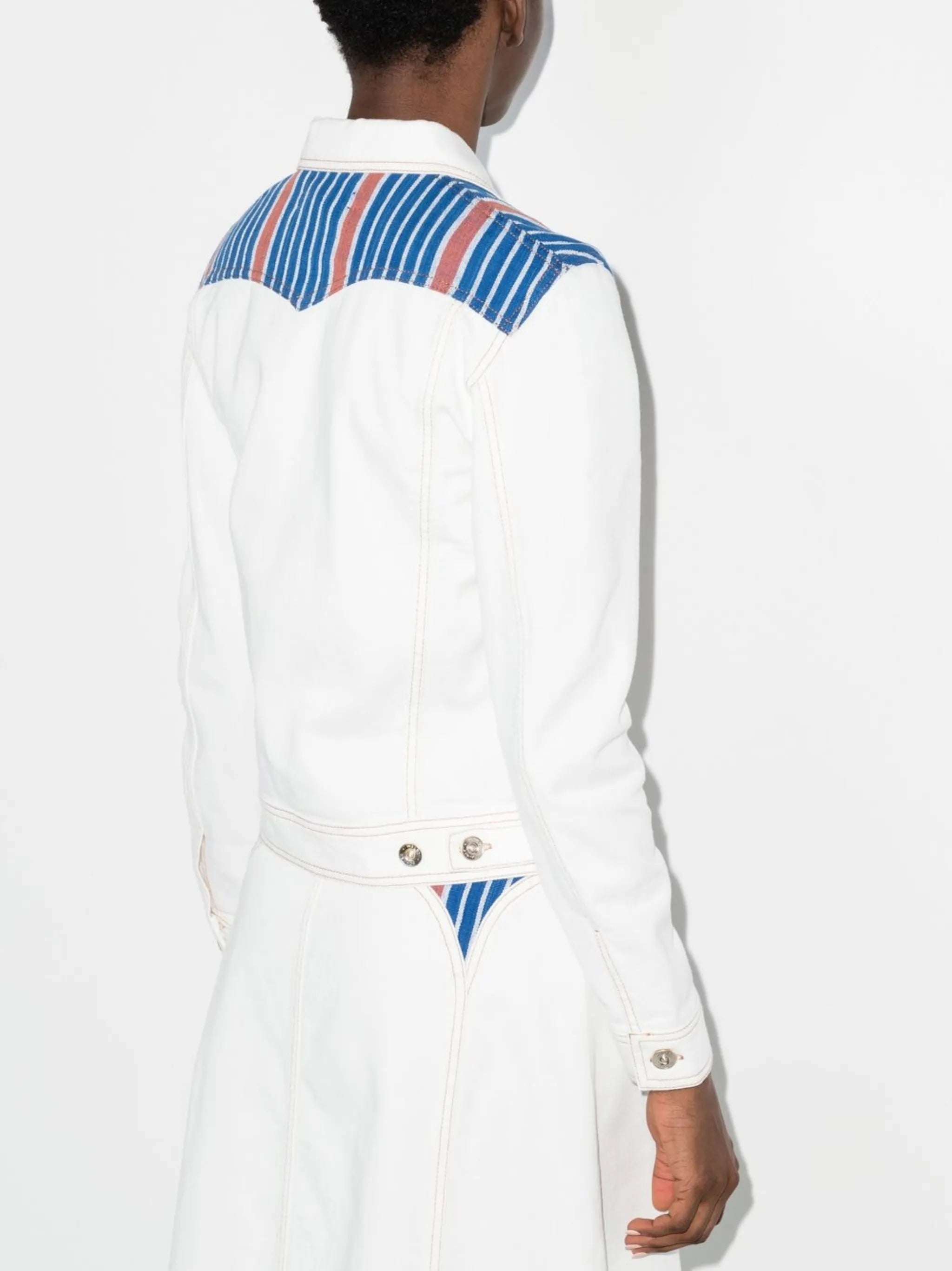 Cotonou striped cropped denim jacket