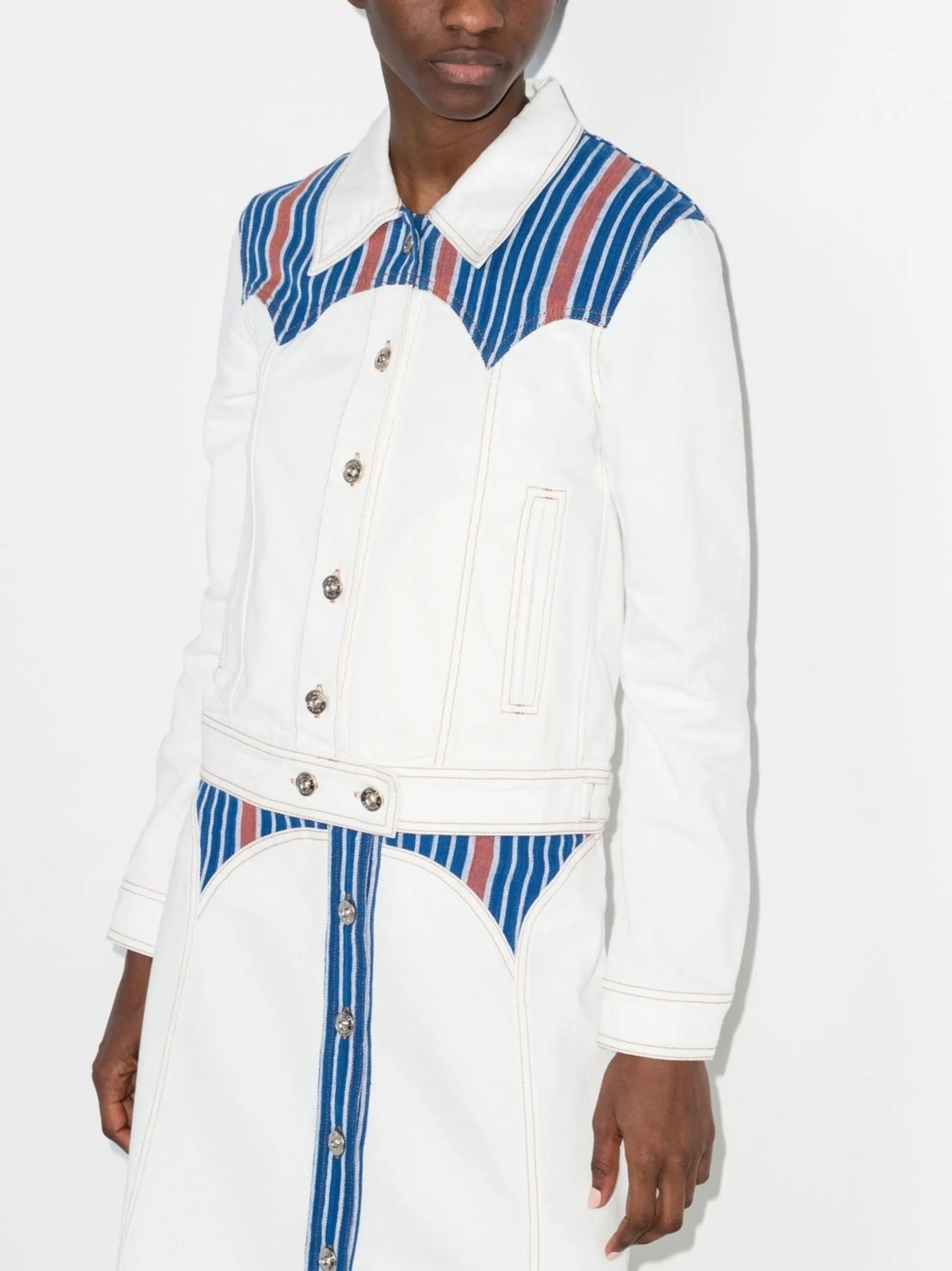 Cotonou striped cropped denim jacket