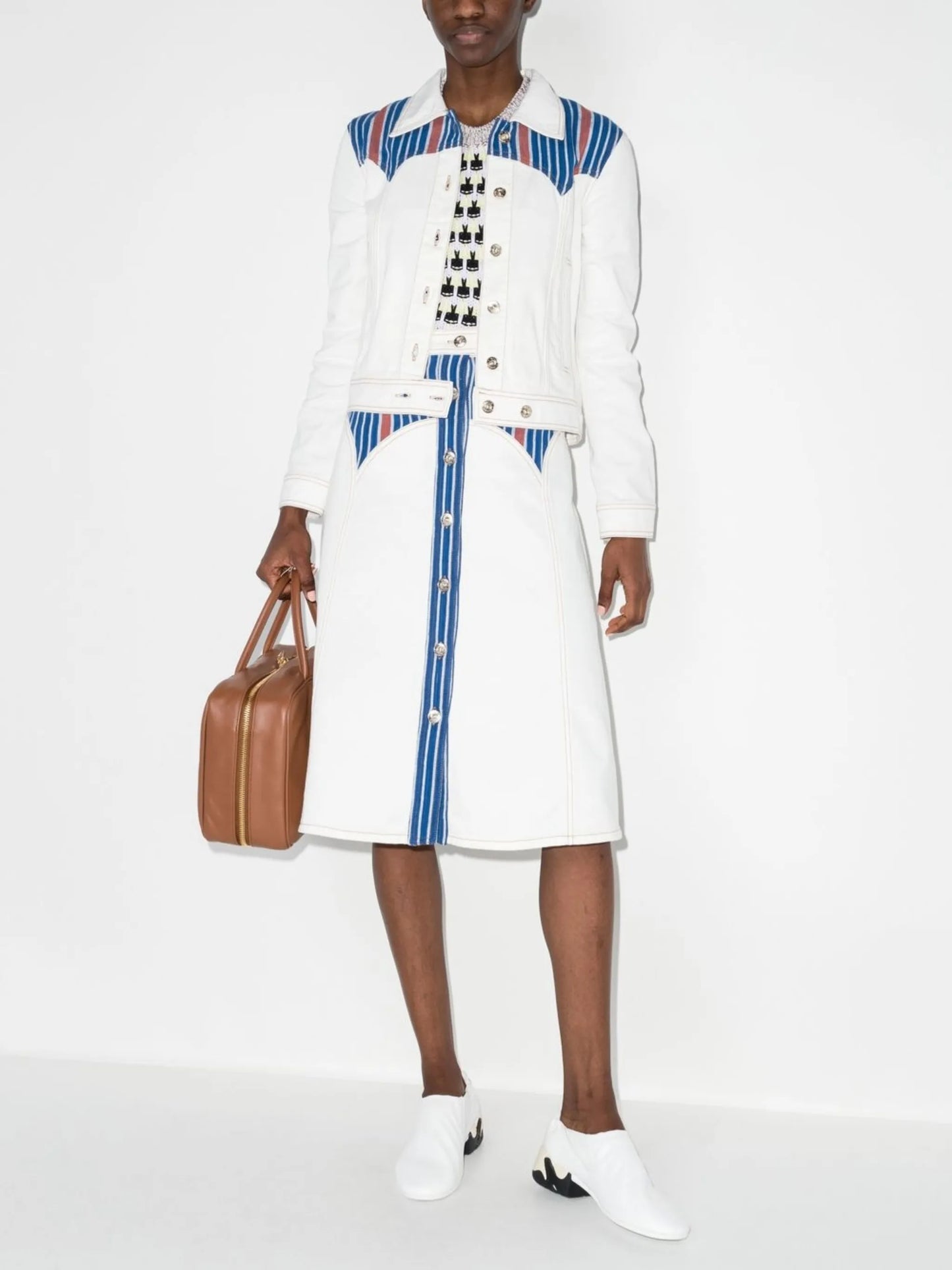 Cotonou striped cropped denim jacket