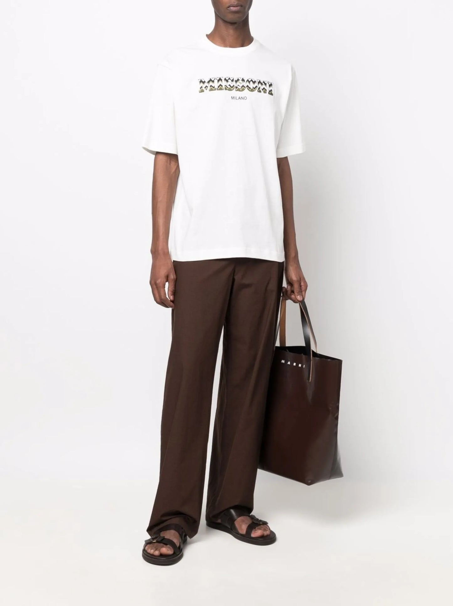 zigzag-logo embroidered cotton T-shirt