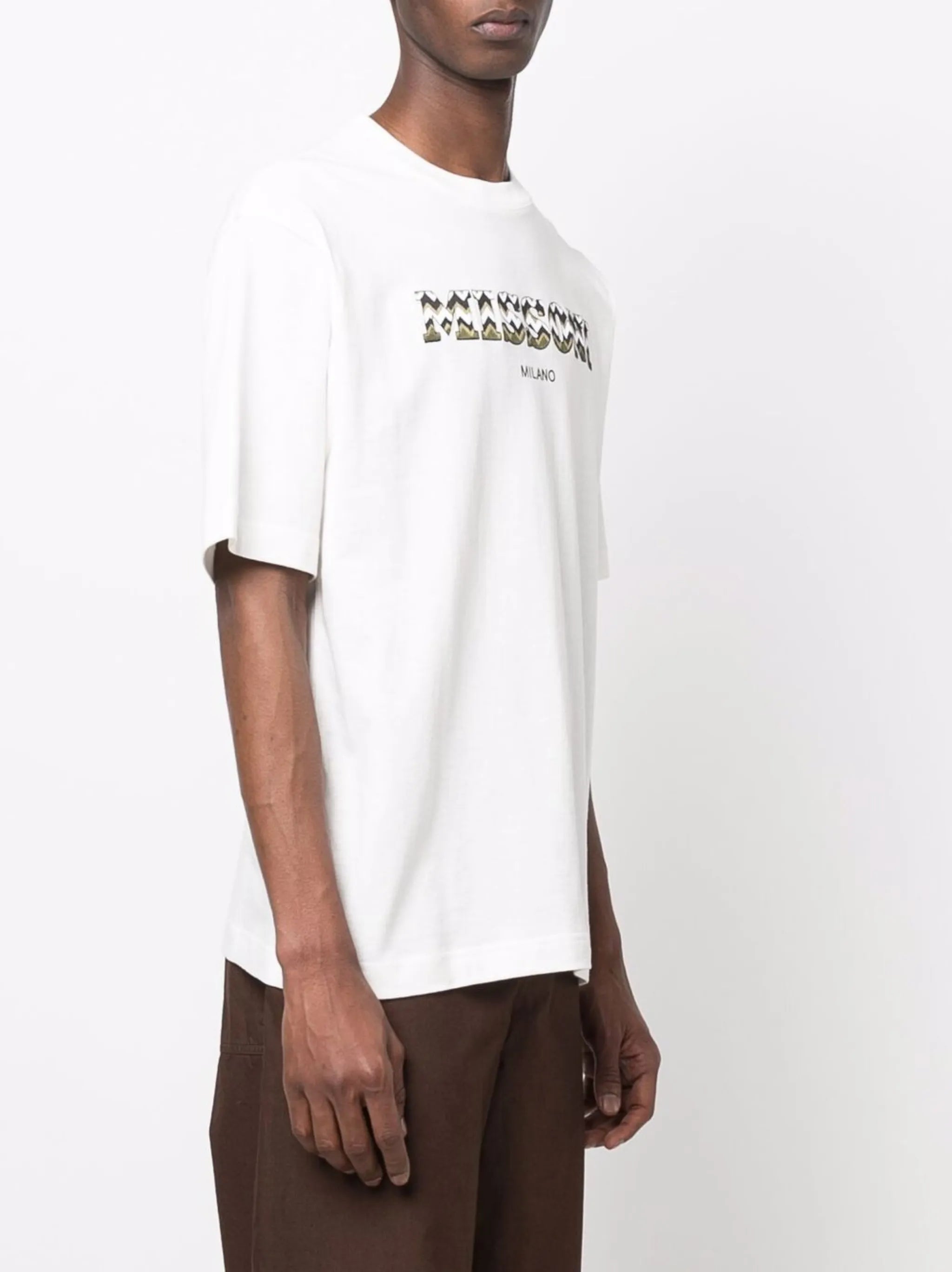 zigzag-logo embroidered cotton T-shirt