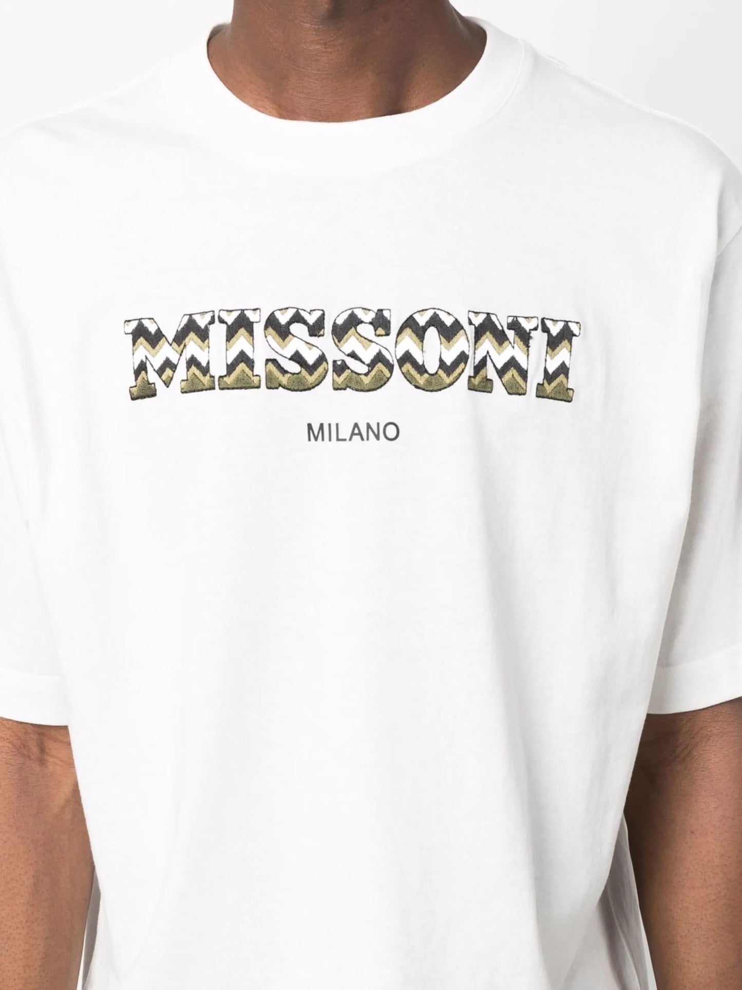 zigzag-logo embroidered cotton T-shirt
