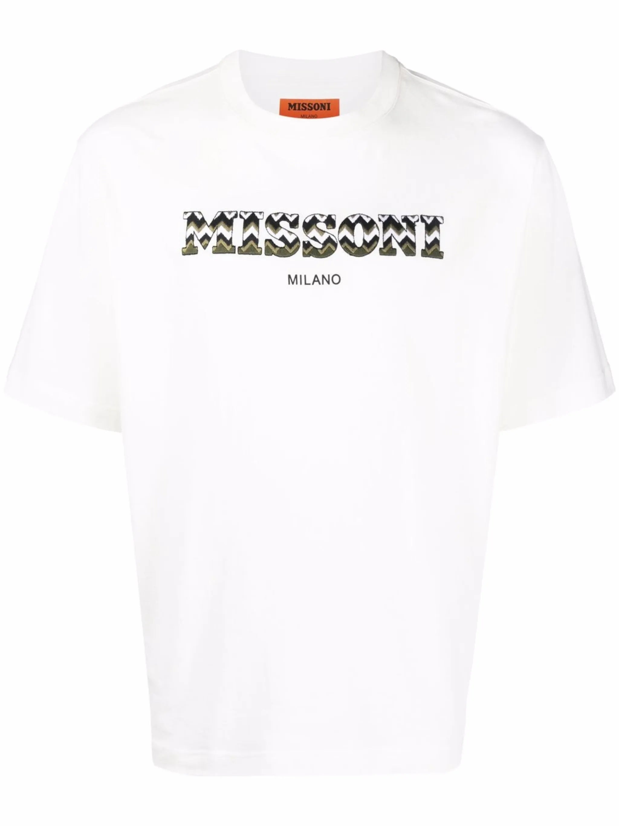zigzag-logo embroidered cotton T-shirt
