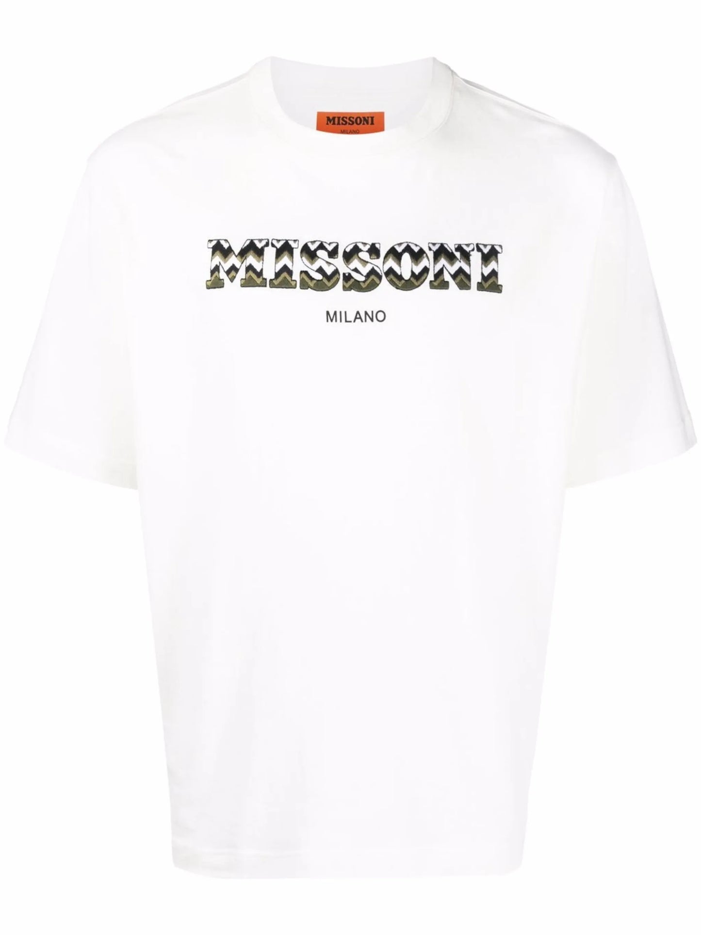 zigzag-logo embroidered cotton T-shirt