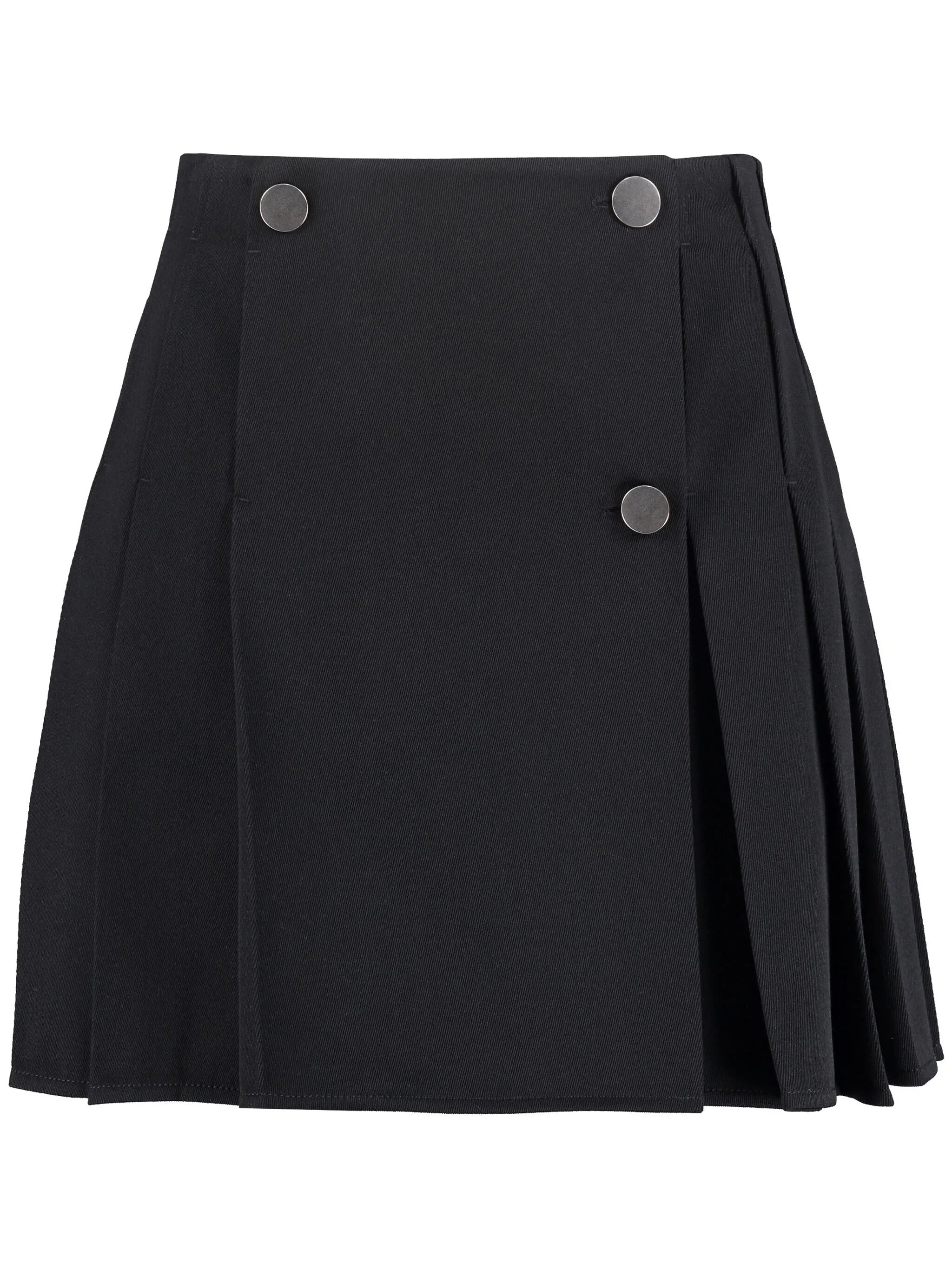 button-front pleated mini skirt