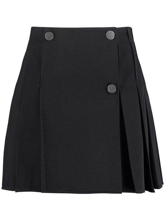 button-front pleated mini skirt