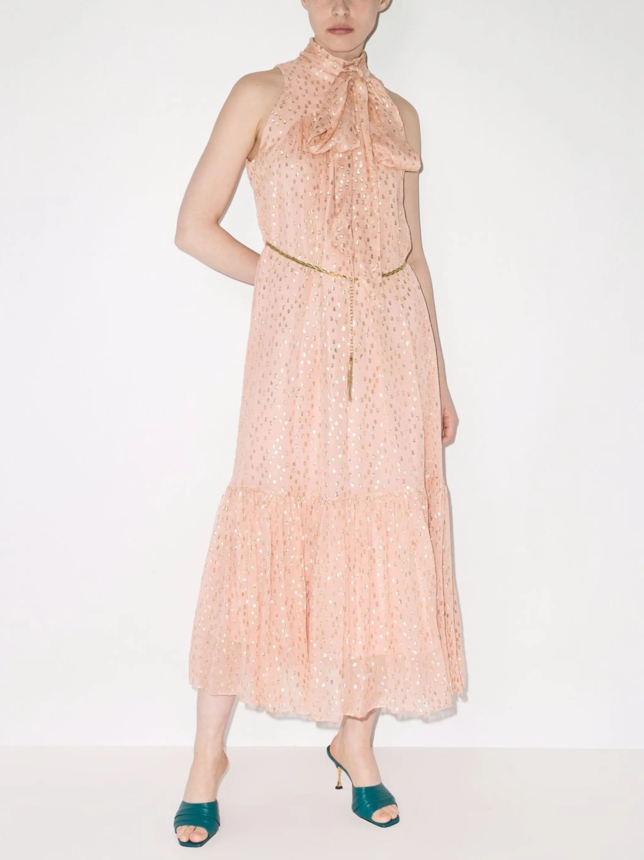 sleeveless tie neck dress