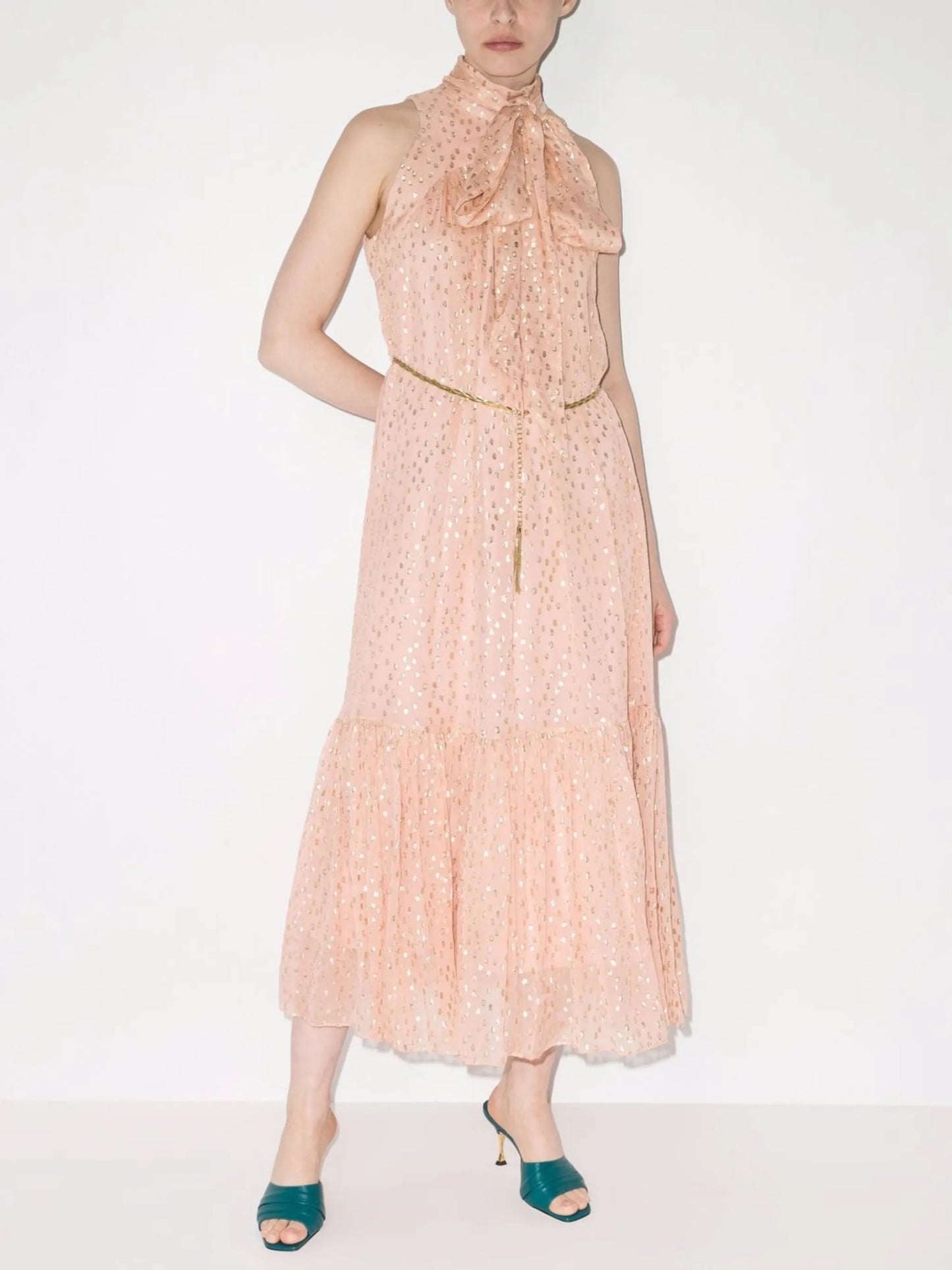 sleeveless tie neck dress