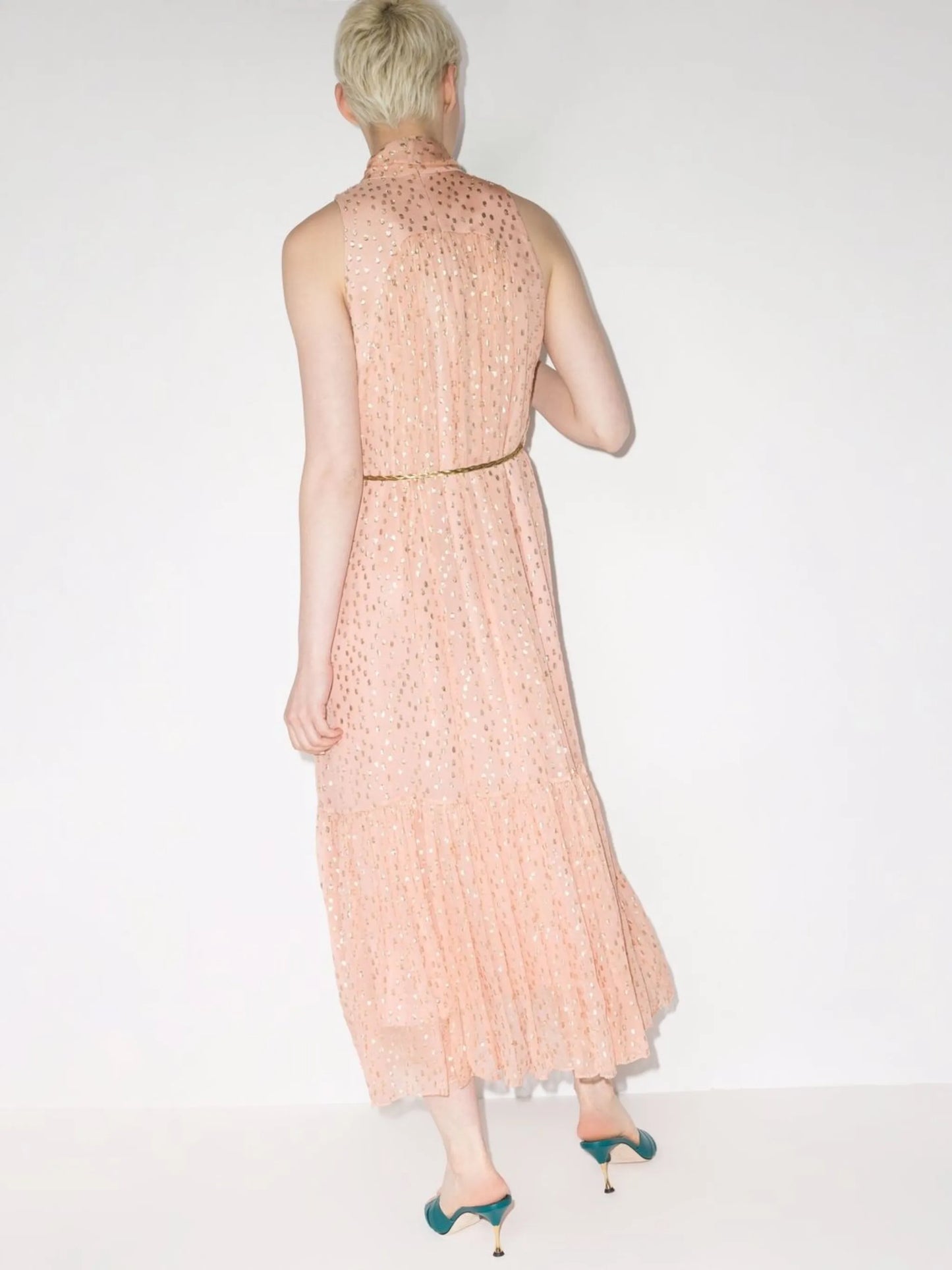 sleeveless tie neck dress