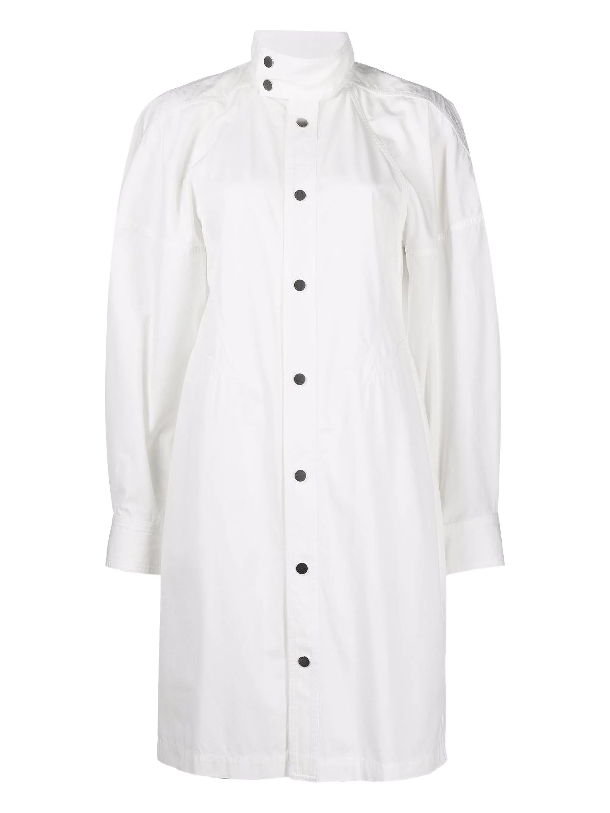 high-neck poplin shirt dress