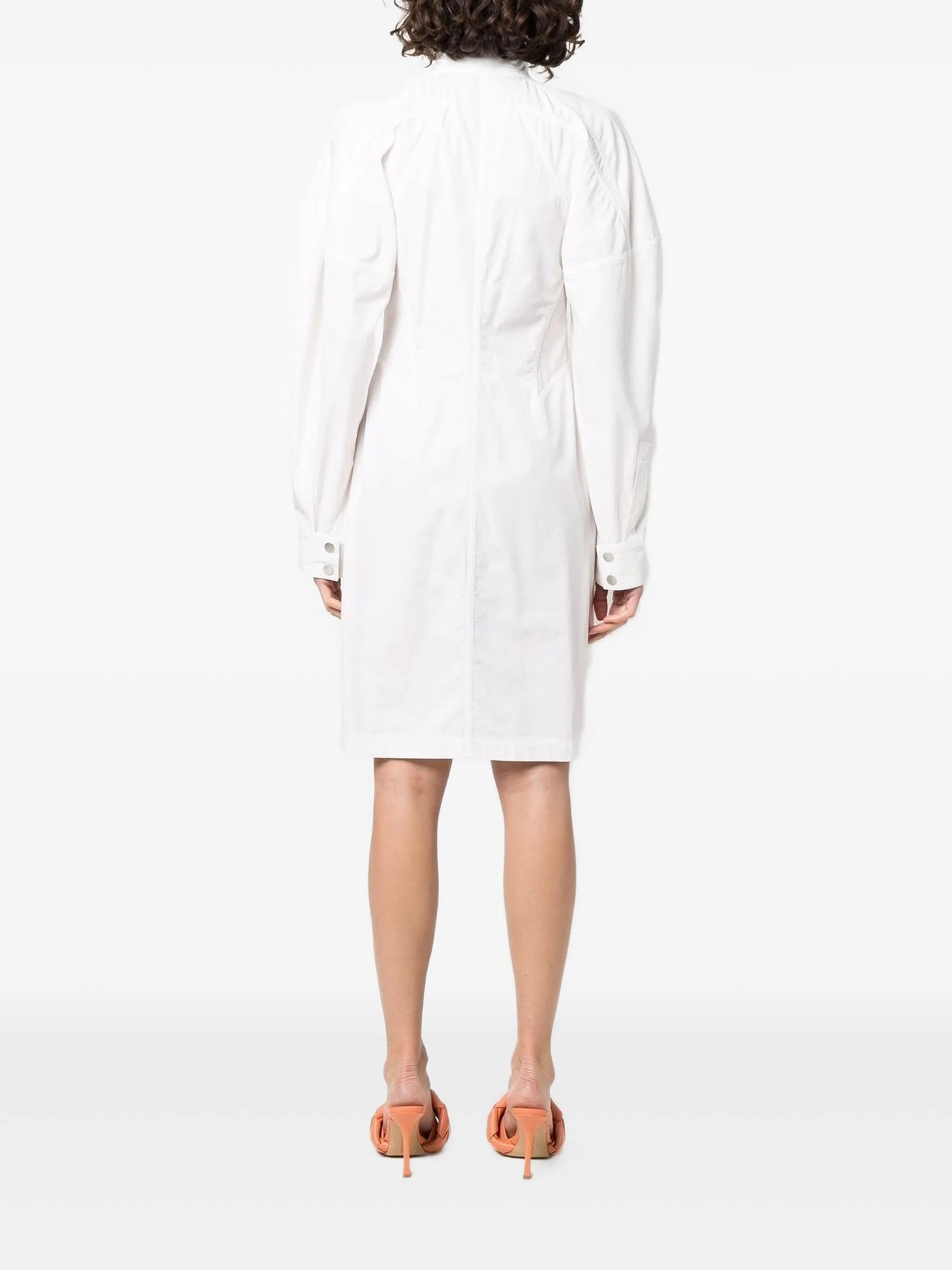 high-neck poplin shirt dress
