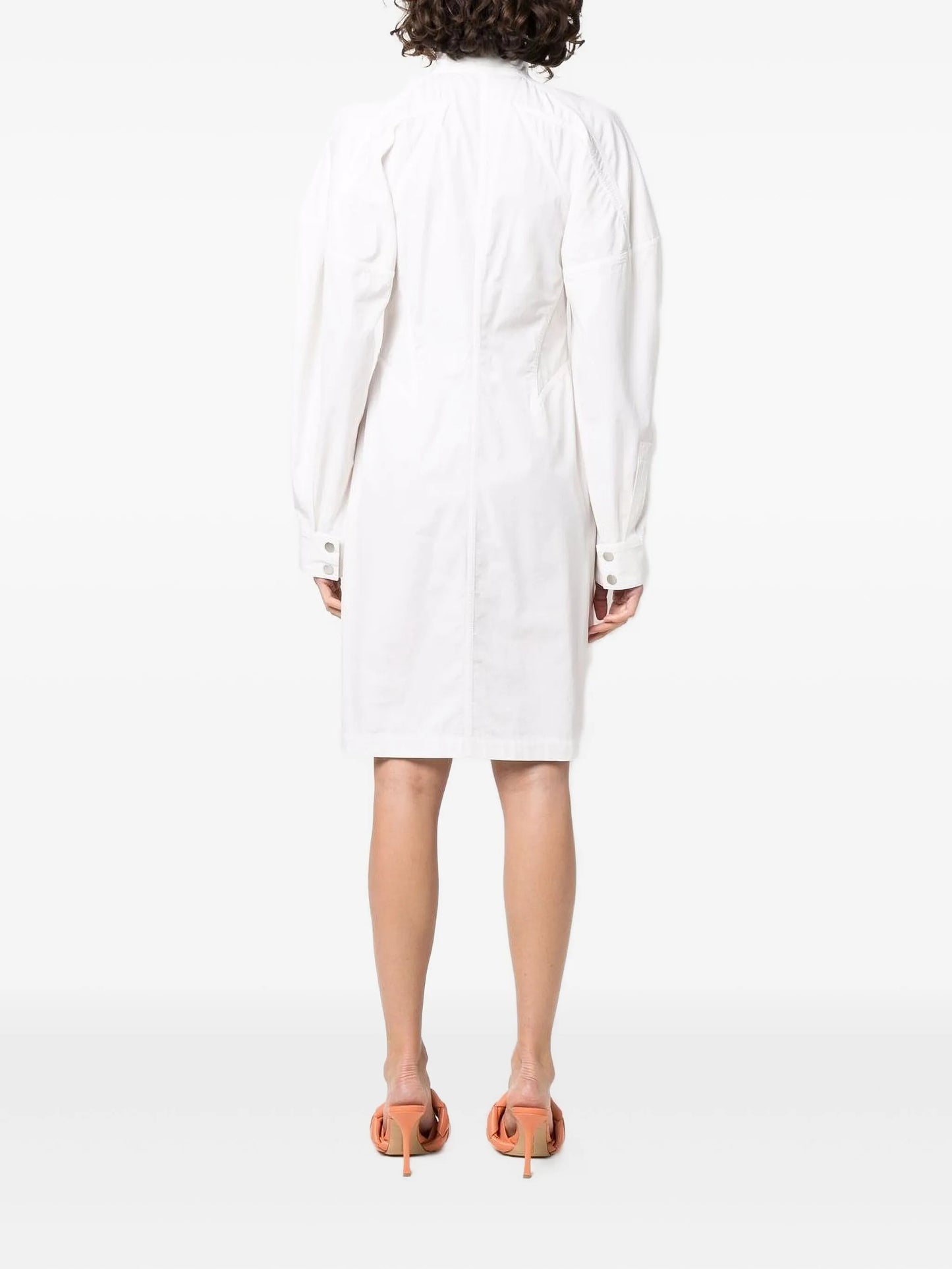 high-neck poplin shirt dress