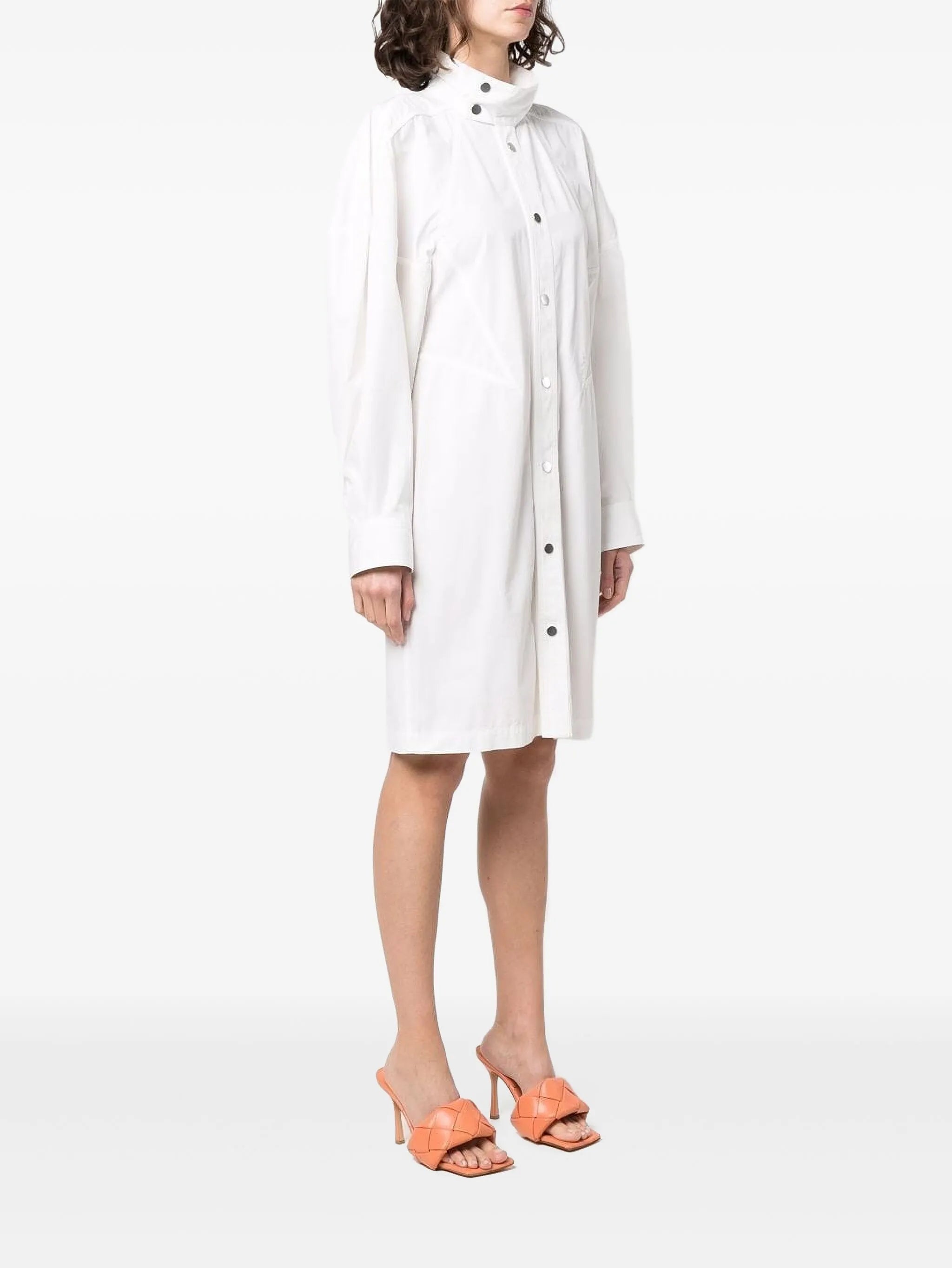 high-neck poplin shirt dress