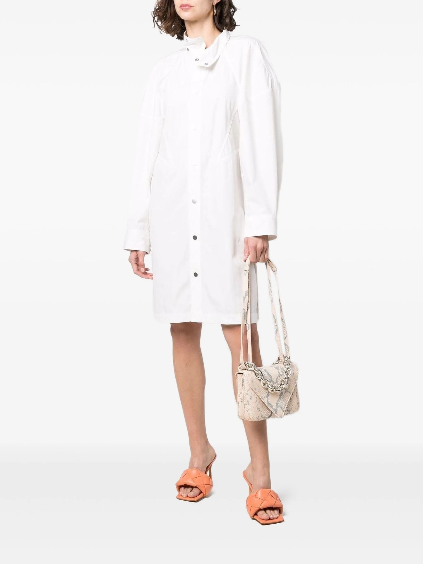 high-neck poplin shirt dress
