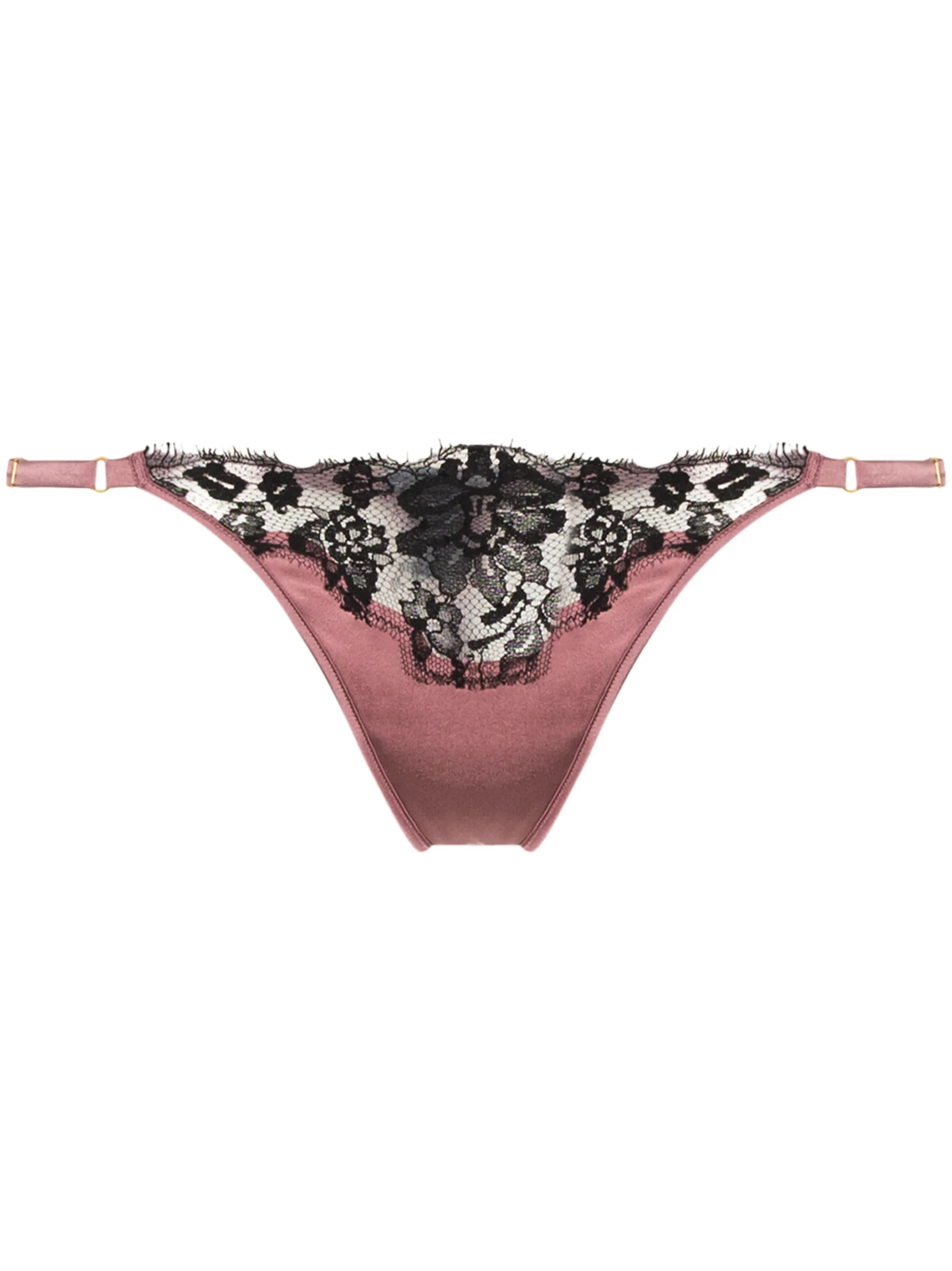 Orchid lace-trim thong