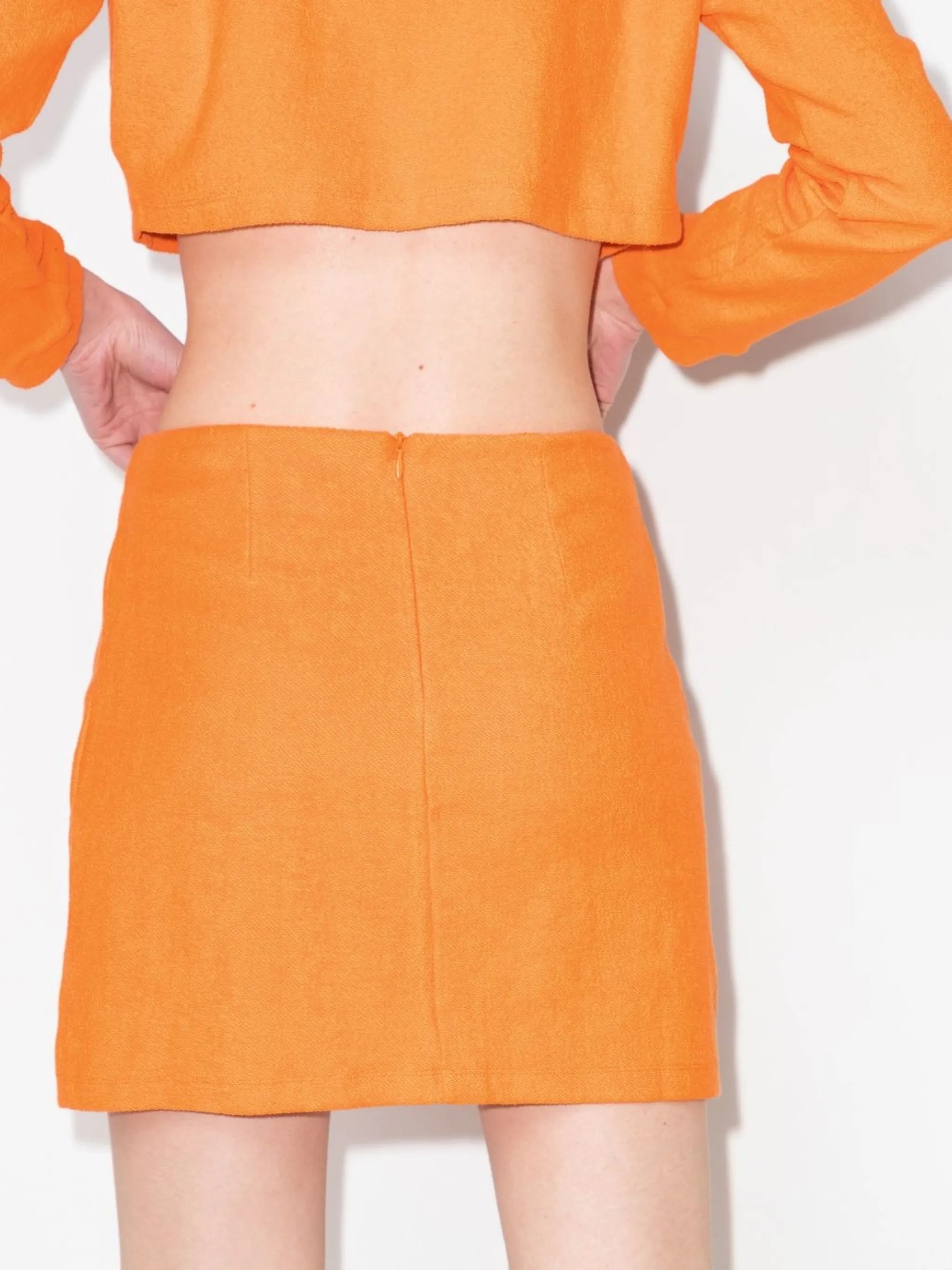 Kelli terry-cloth straight mini skirt