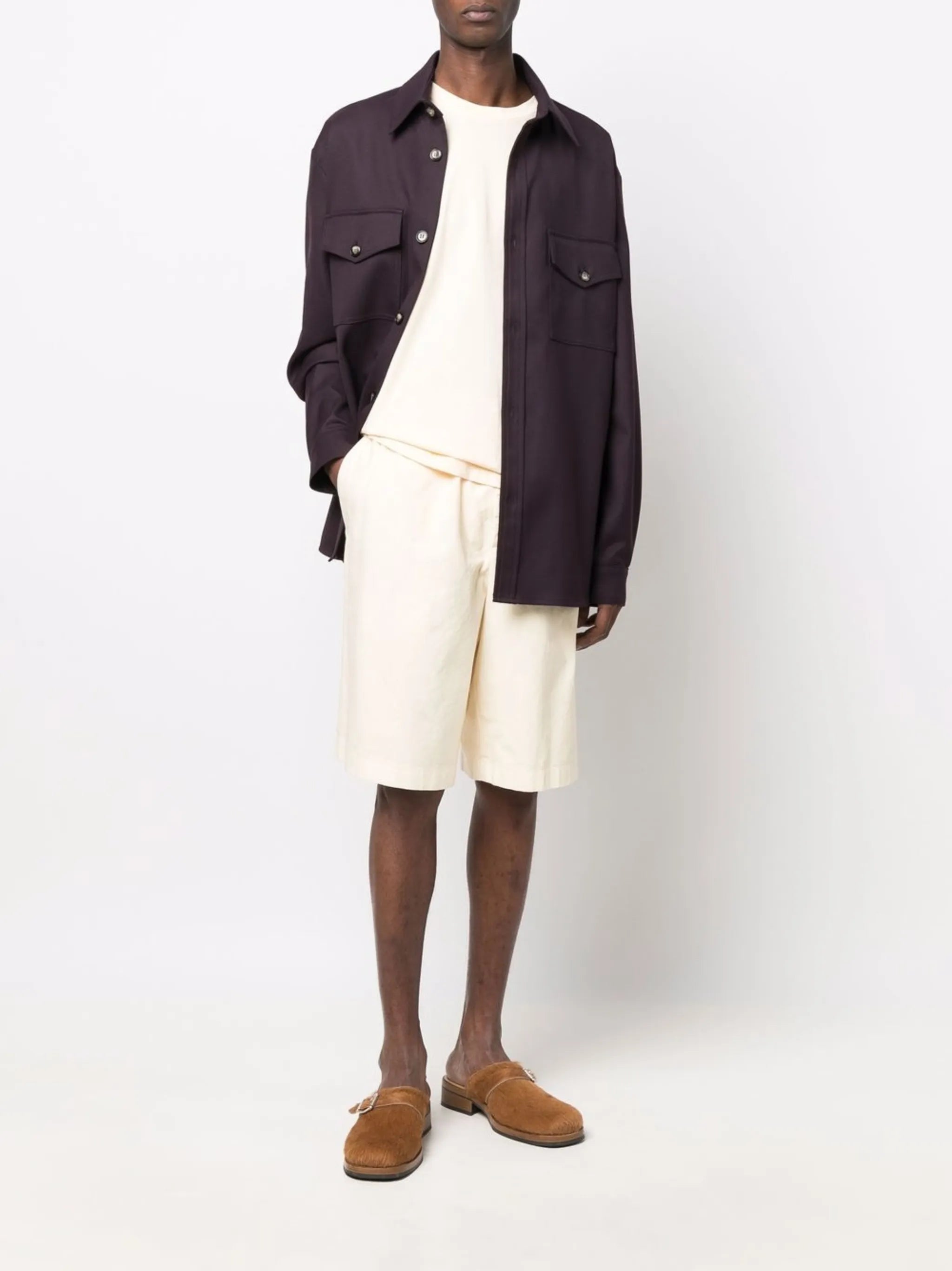elasticated-waistband knee-length shorts