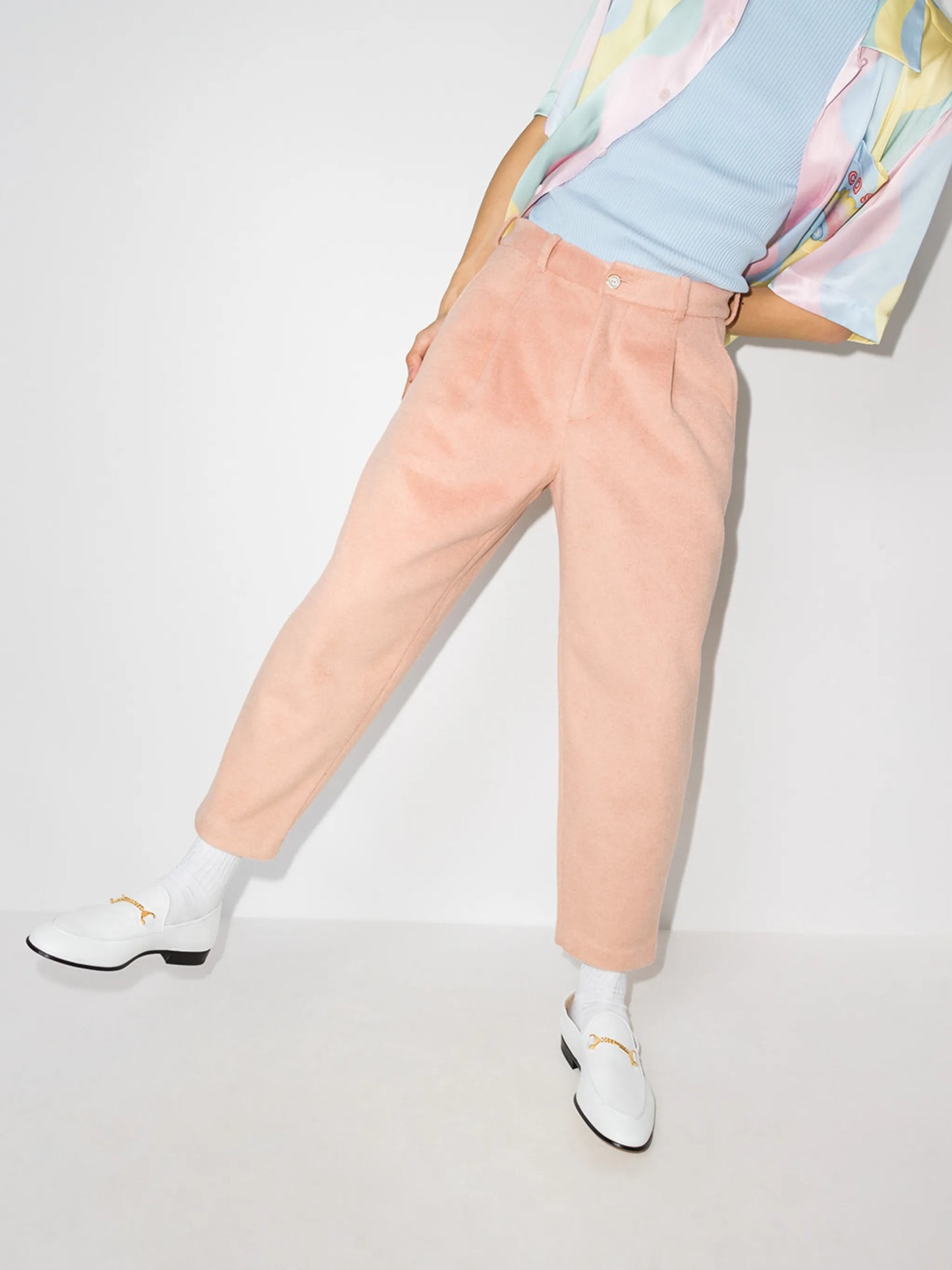 high-waisted tapered trousers
